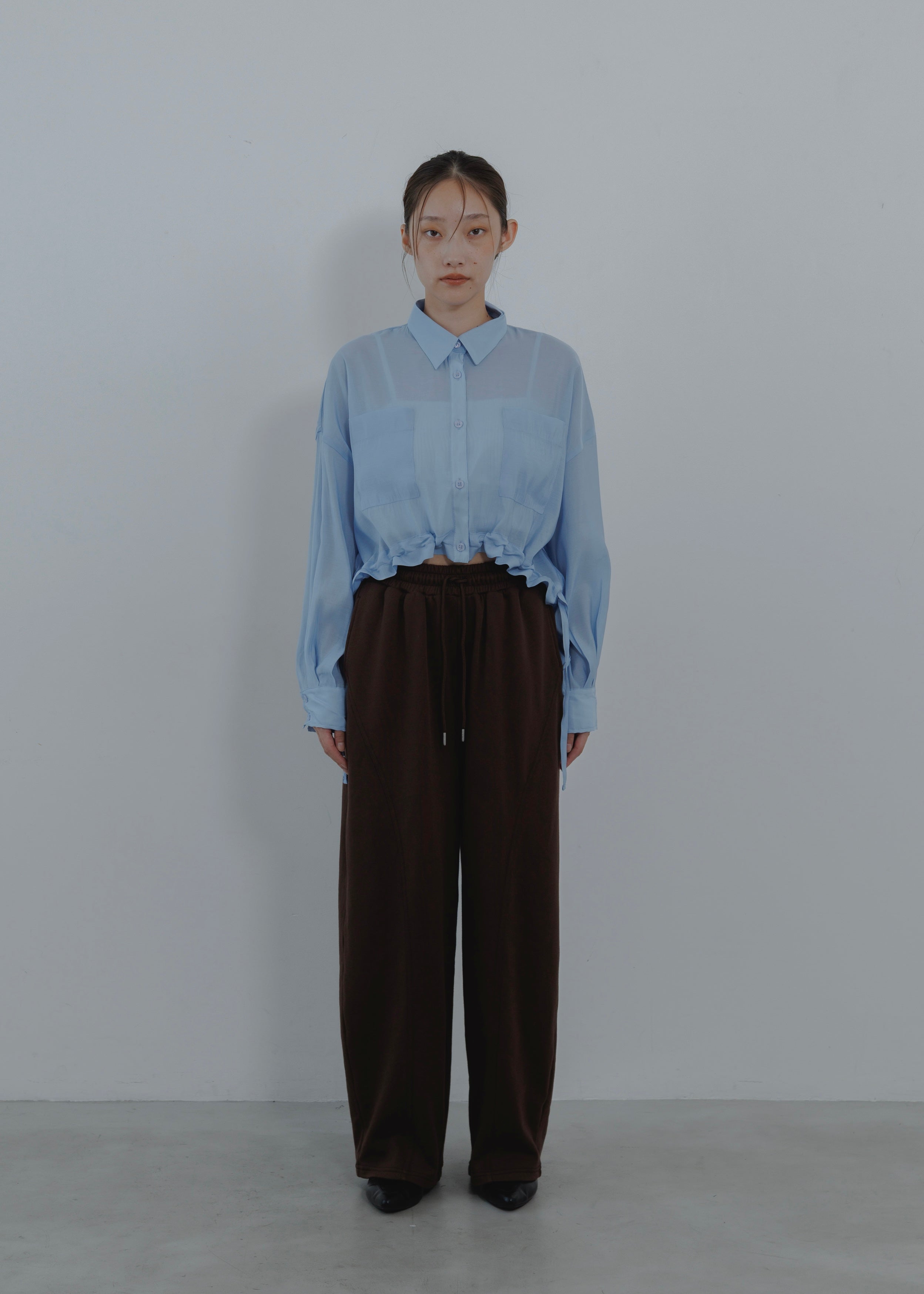 SHEER GATHER SHORT BLOUSE