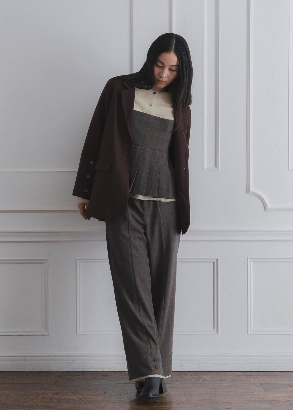 CHECK PLEATS CAMISOLE