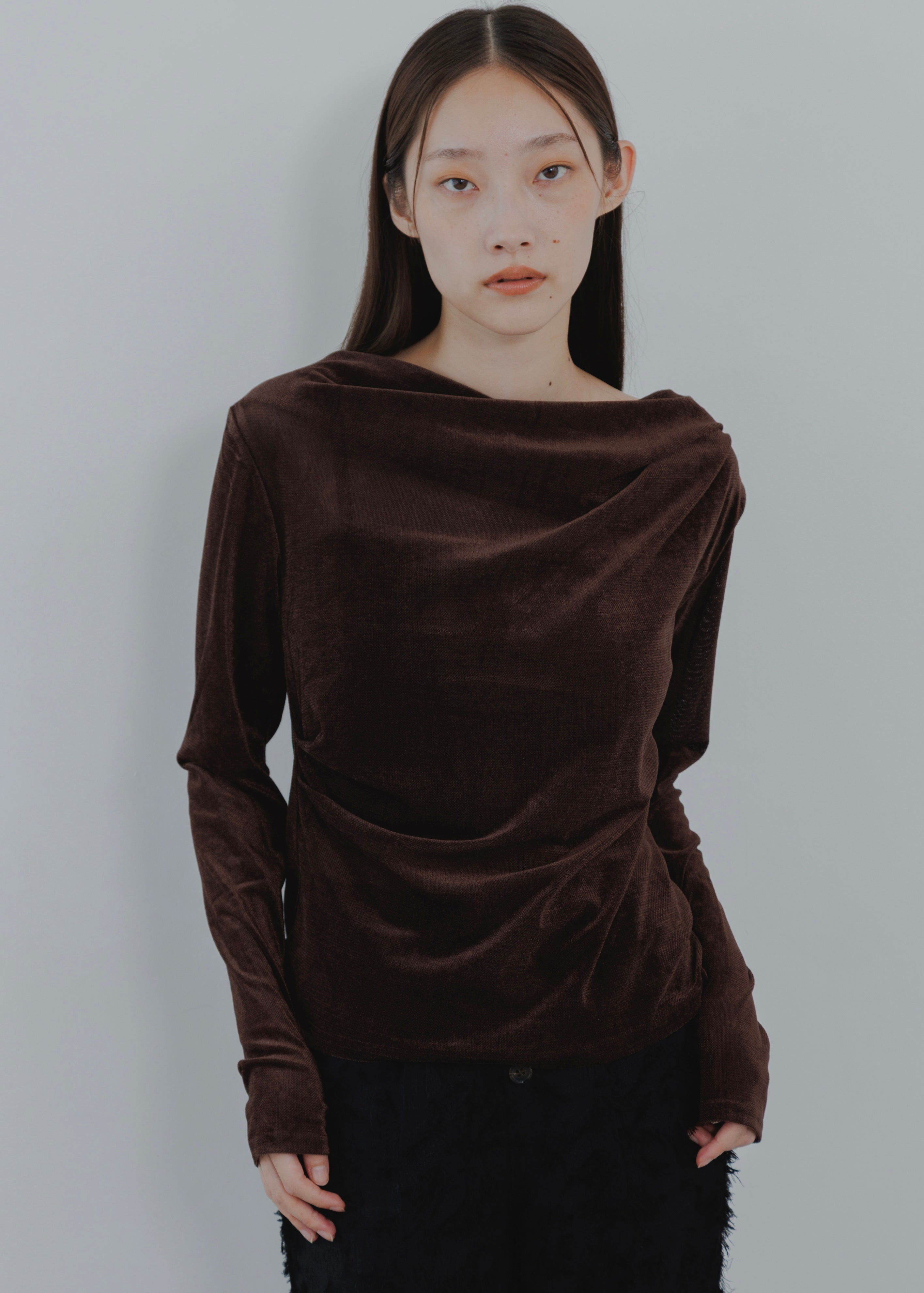 SHEER VELOUR DRAPE PULLOVER