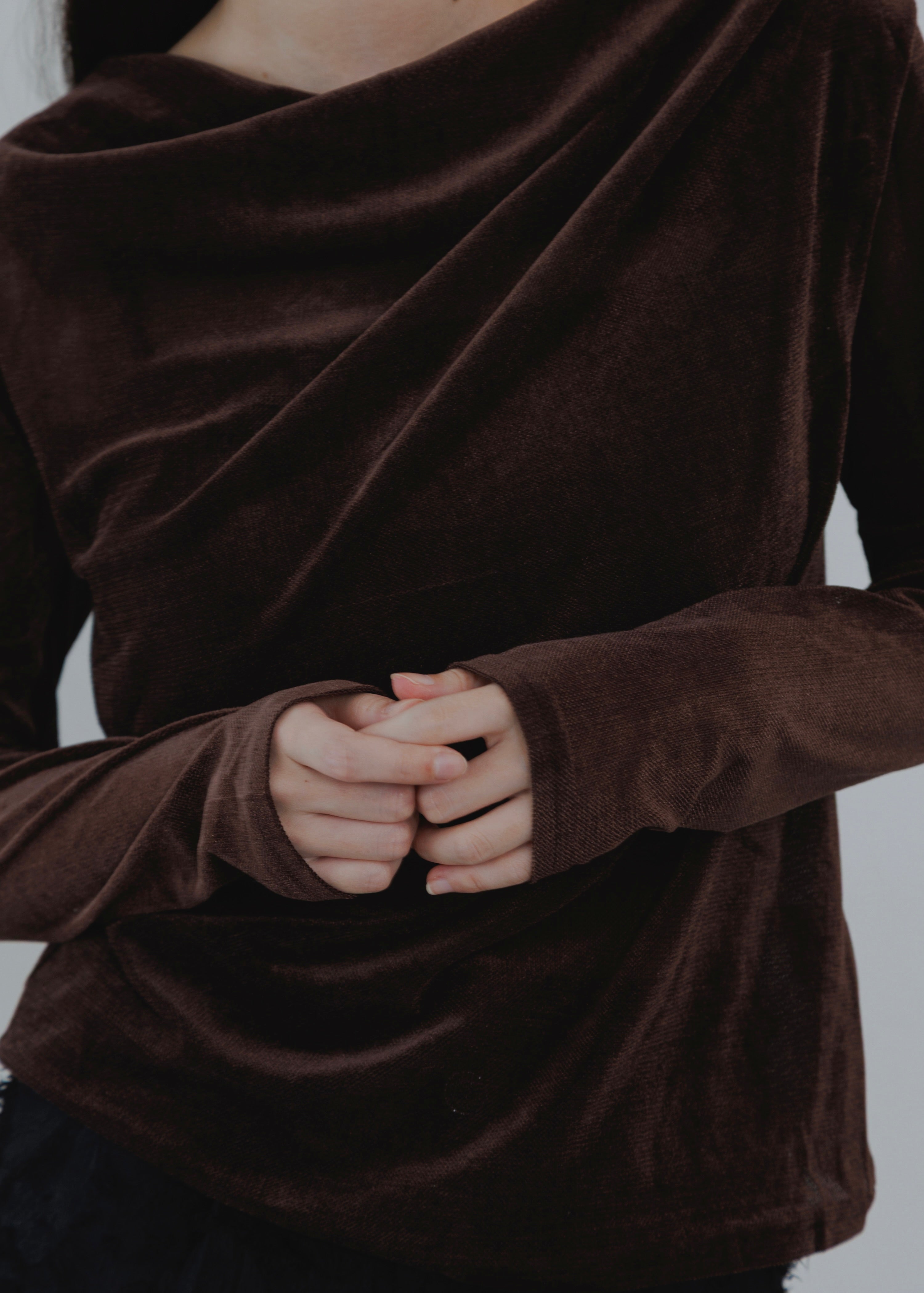 SHEER VELOUR DRAPE PULLOVER