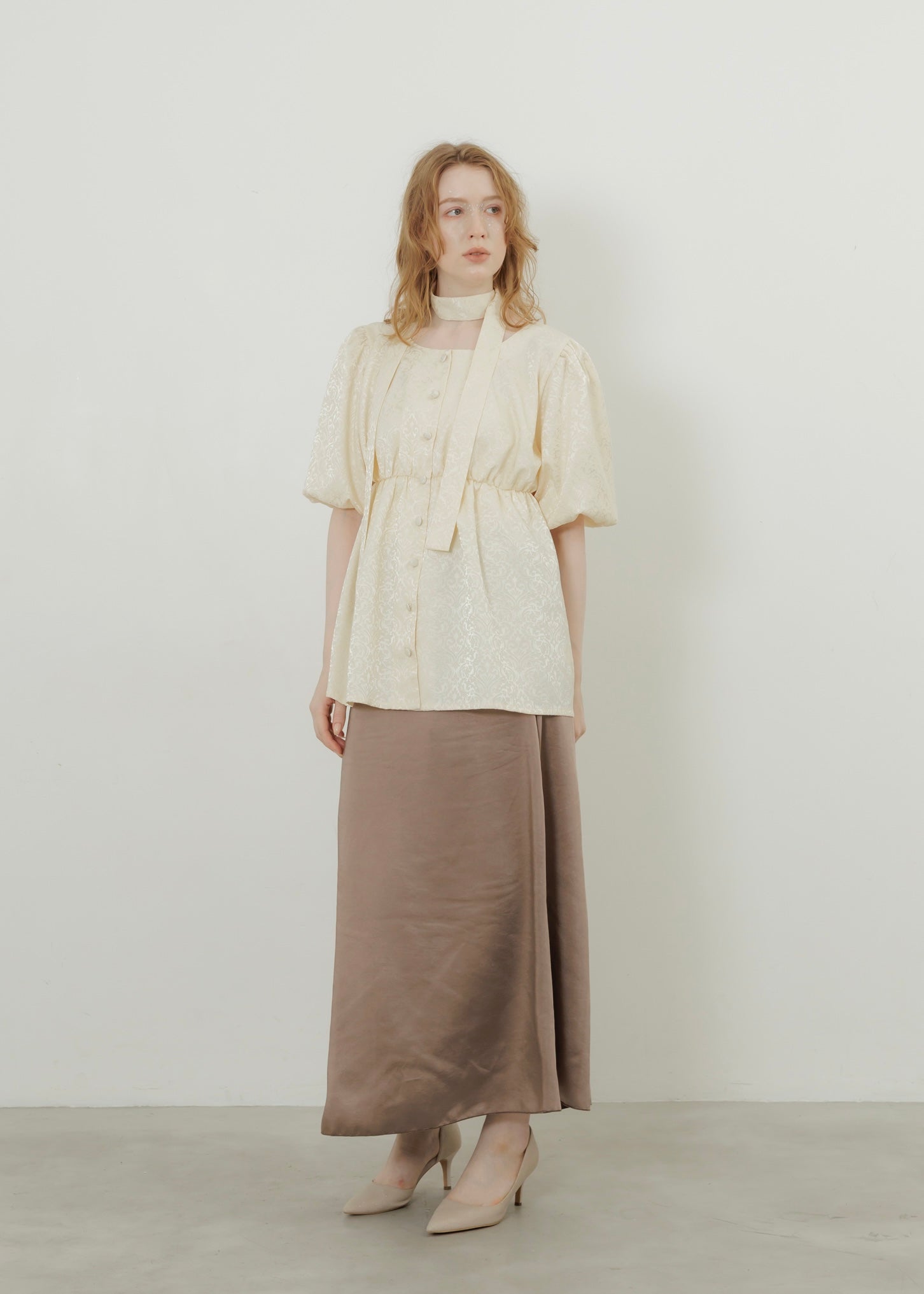yourmle ユアムル　JACQUARD PEPLUM BLOUSE JACQUARD PEPLUM BLOUSE