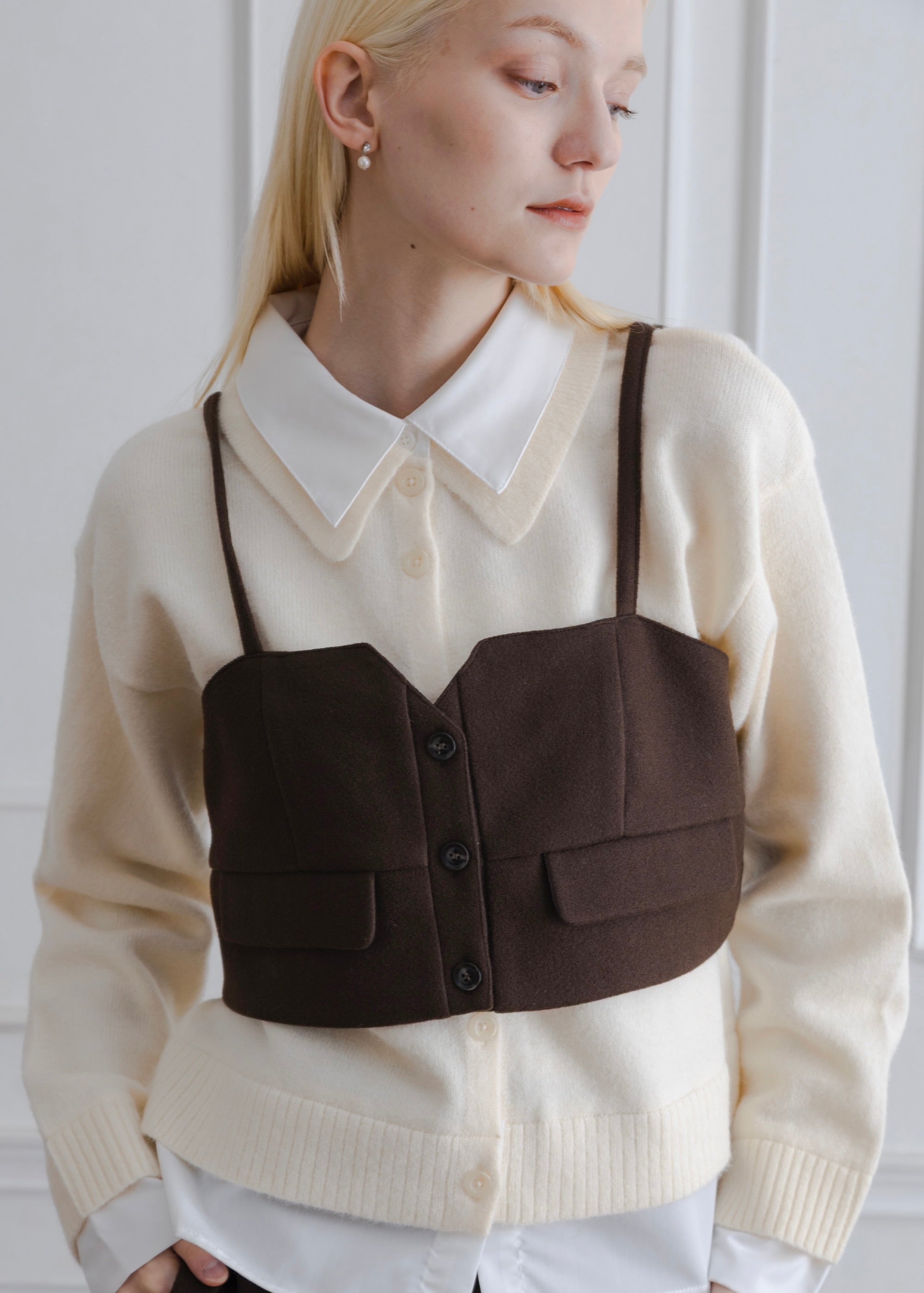 FAUX WOOL BUSTIER