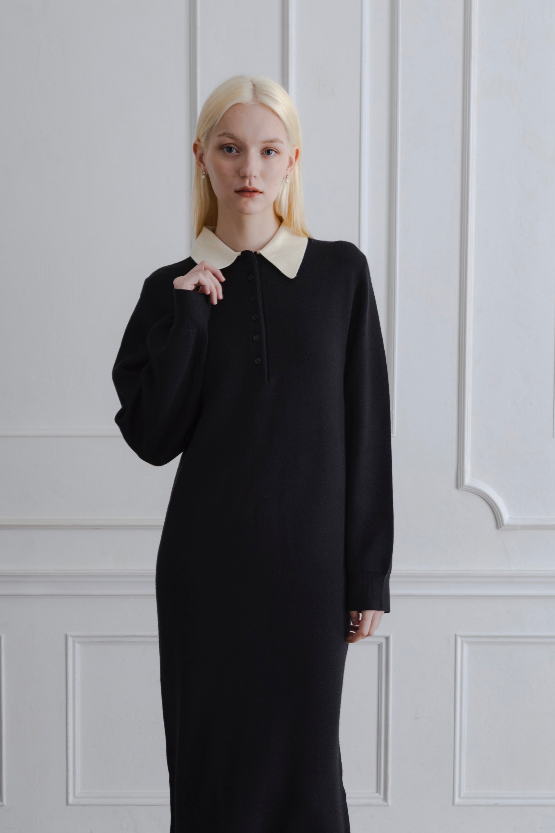 BICOLOR POLO KNIT DRESS