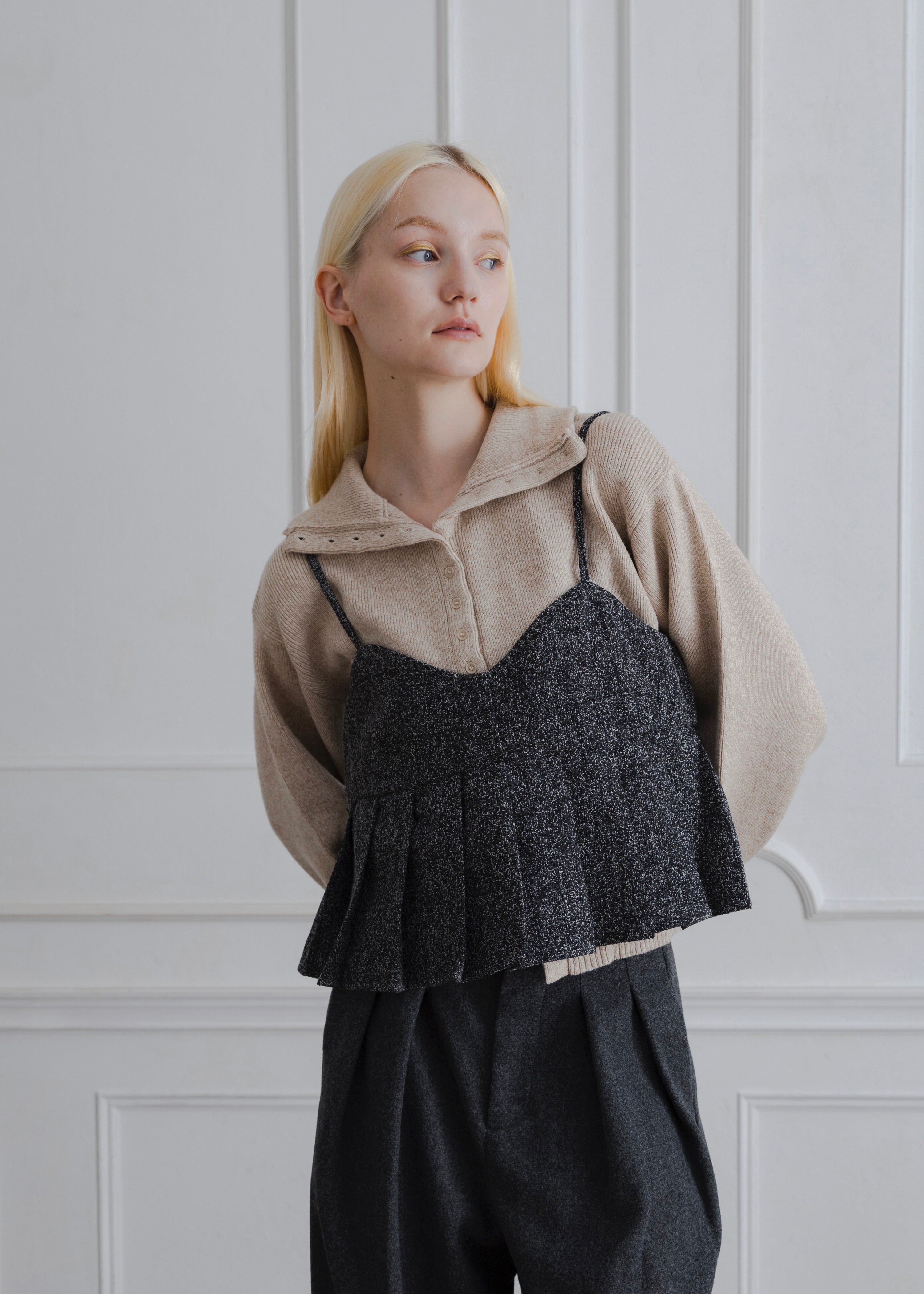 TWEED PLEATS CAMISOLE