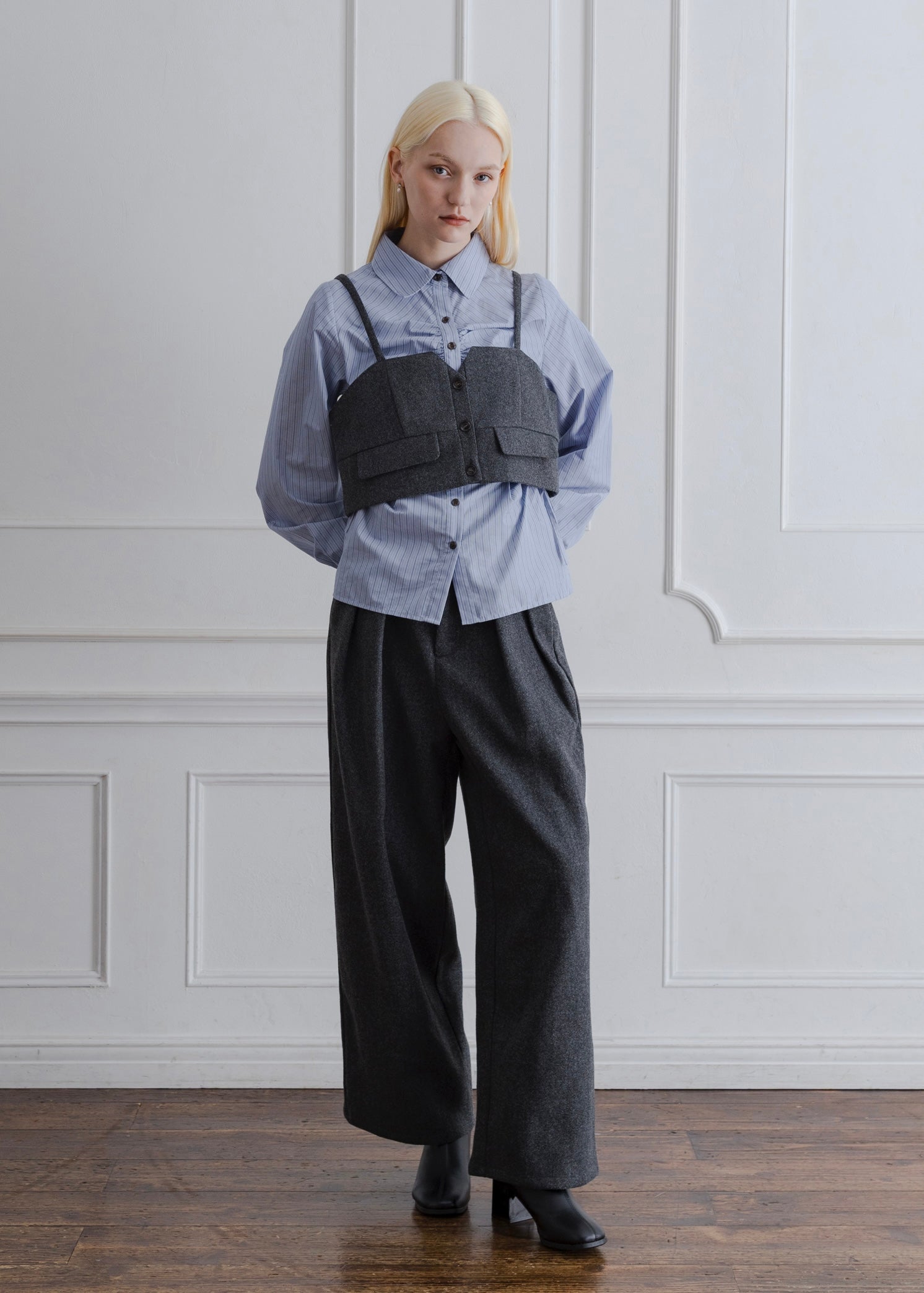 FAUX WOOL BUSTIER