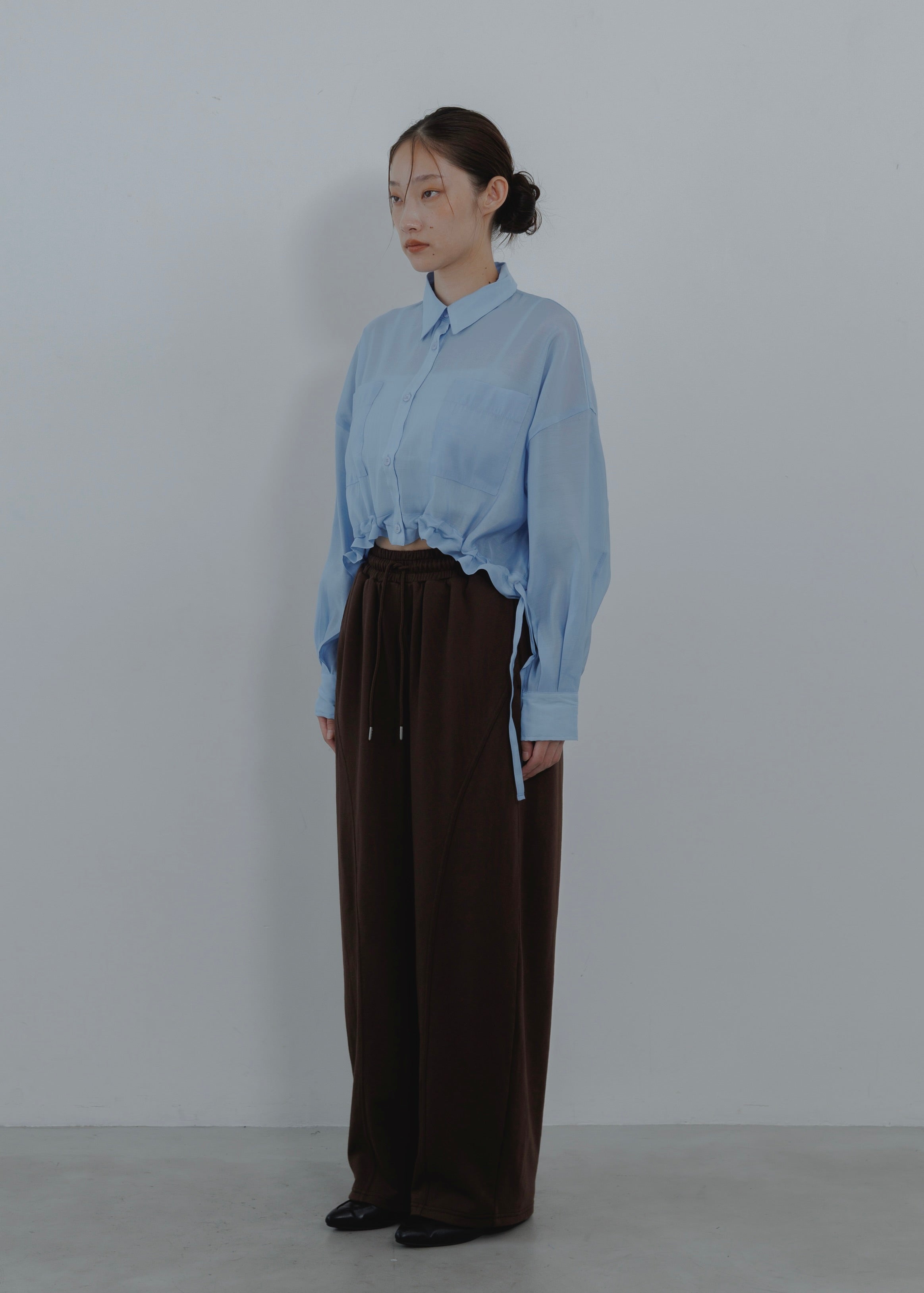SHEER GATHER SHORT BLOUSE