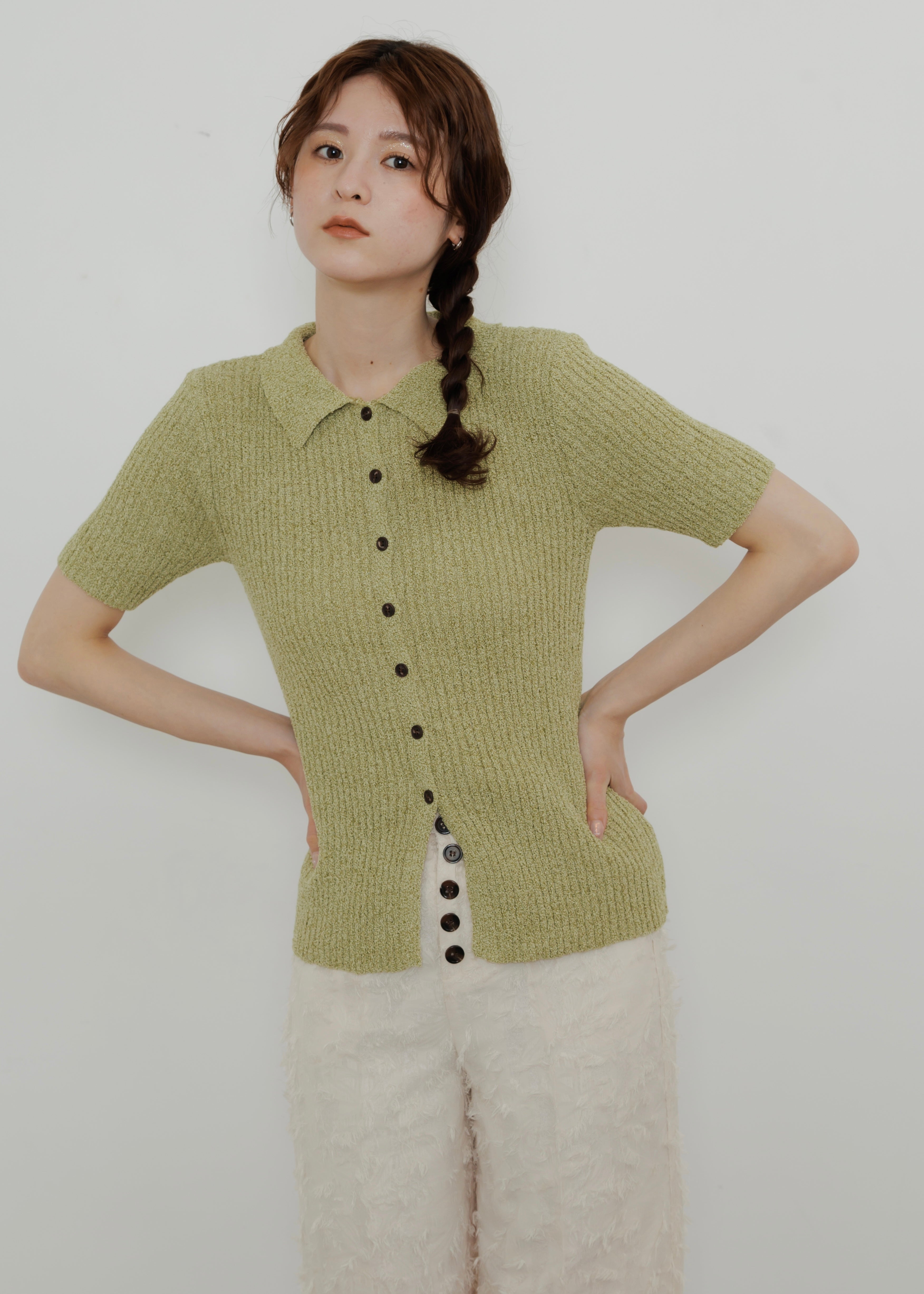 MIX KNIT POLO CARDIGAN