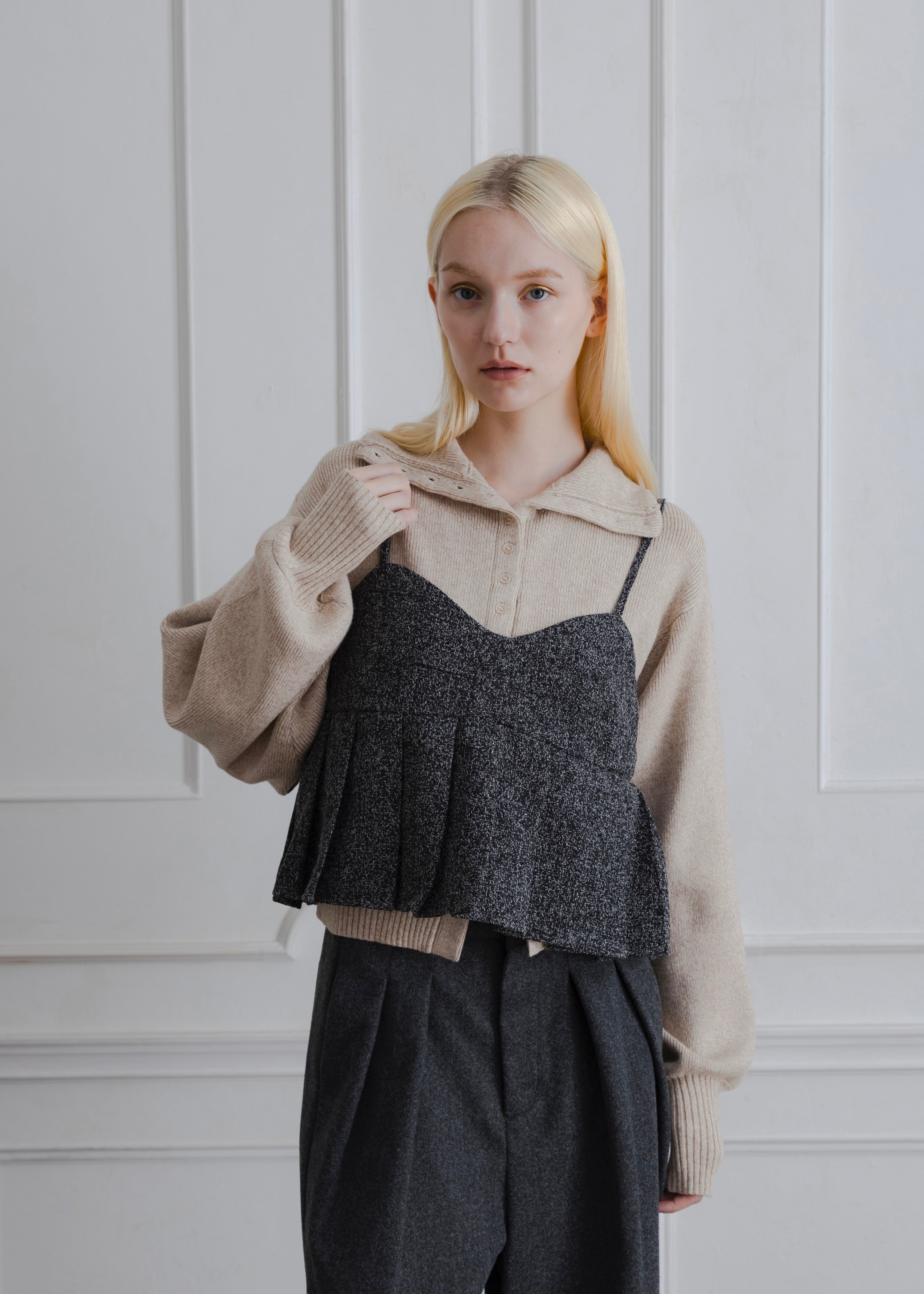 TWEED PLEATS CAMISOLE