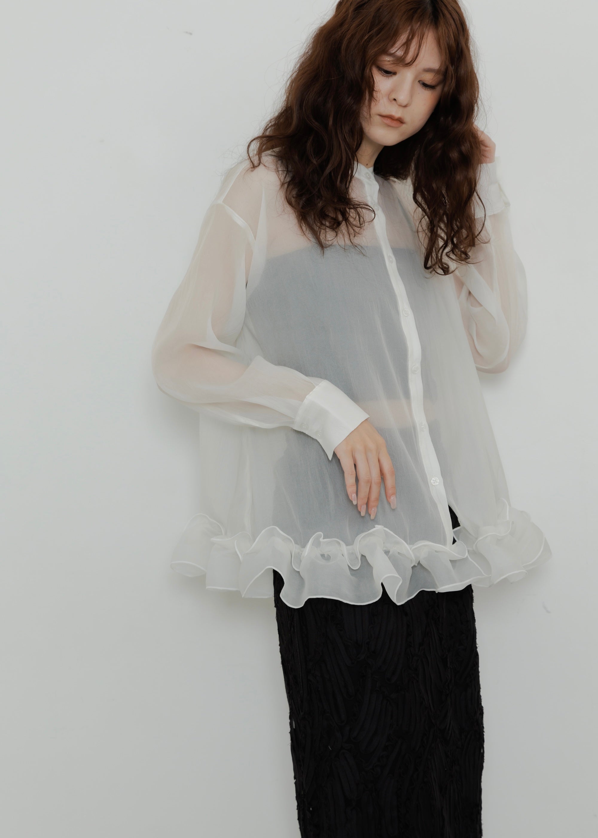 ORGANDY FRILL BLOUSE