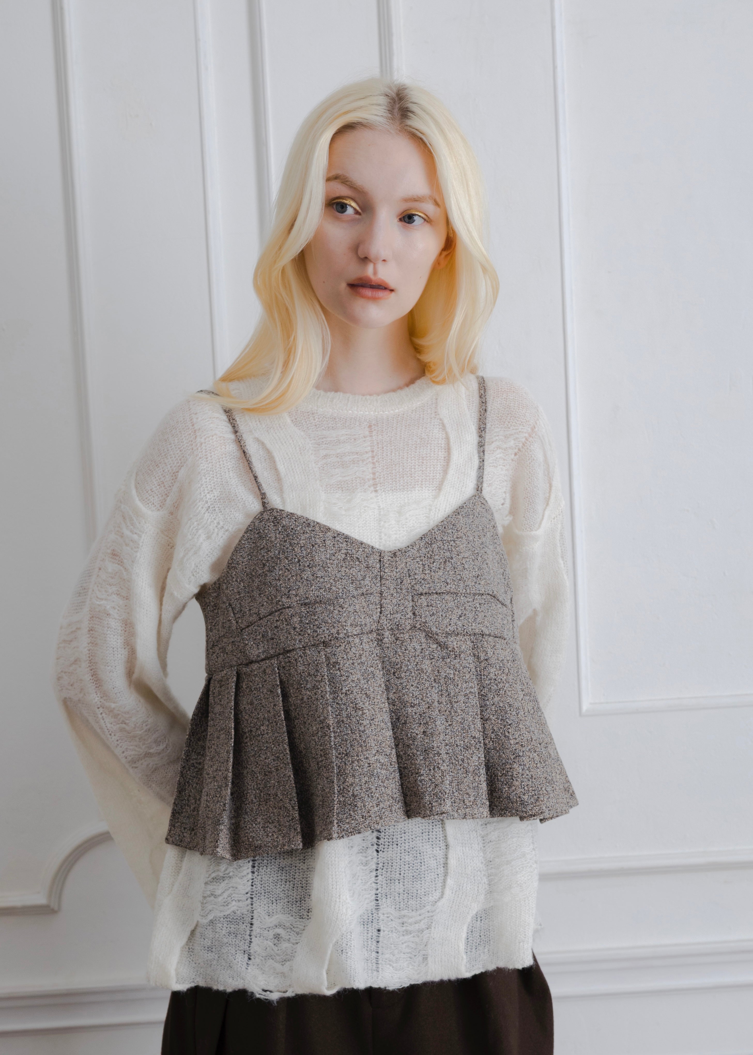 TWEED PLEATS CAMISOLE