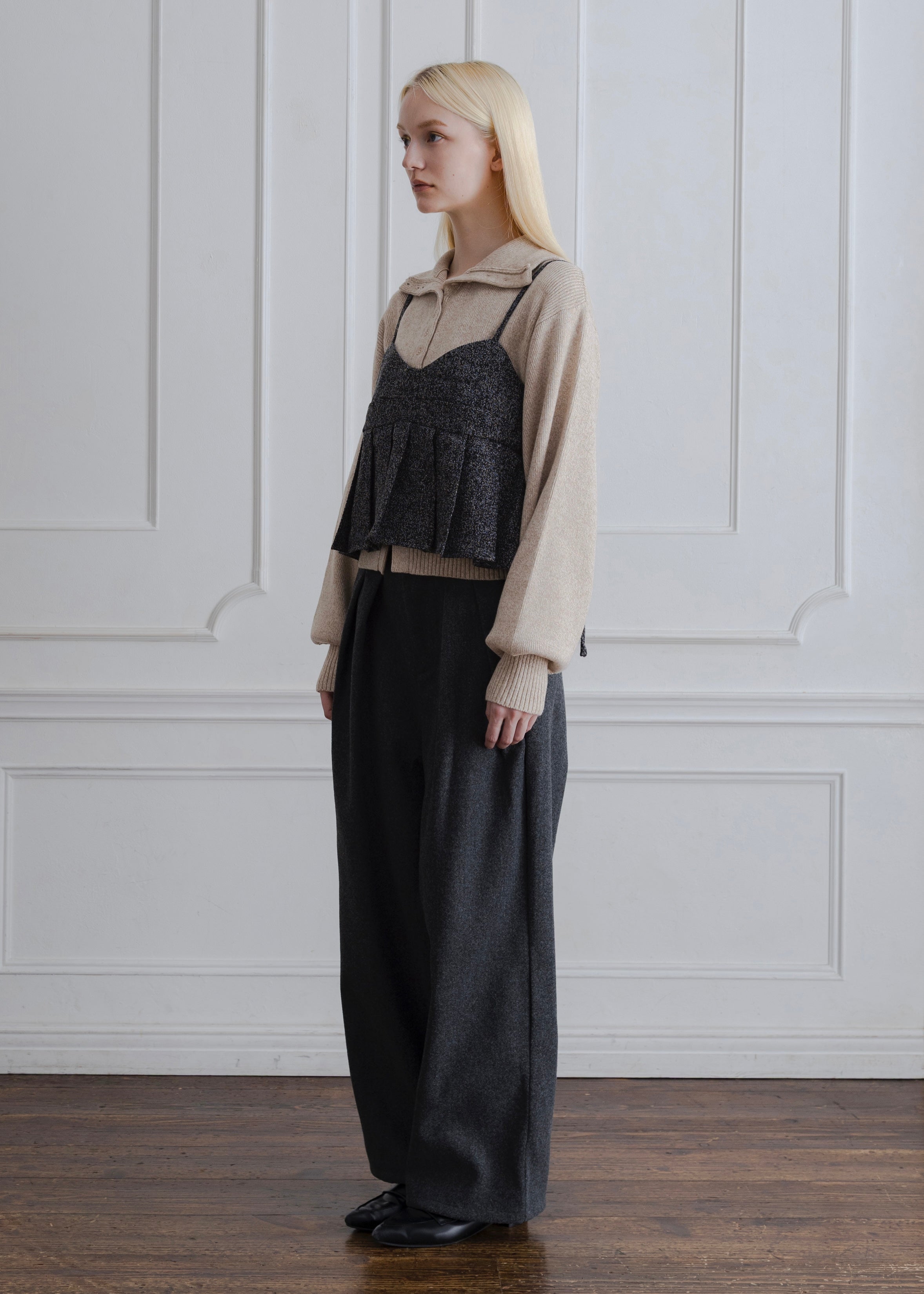 TWEED PLEATS CAMISOLE