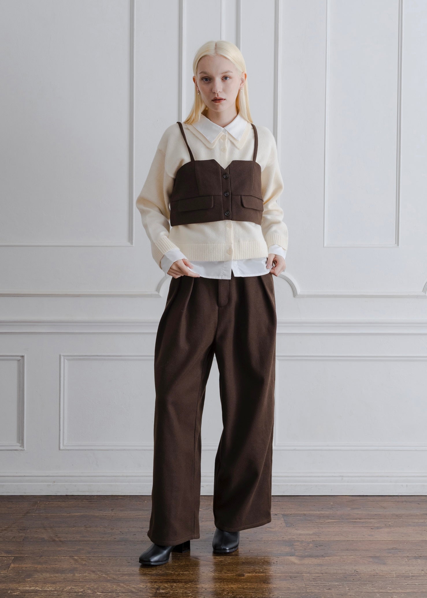 FAUX WOOL BUSTIER