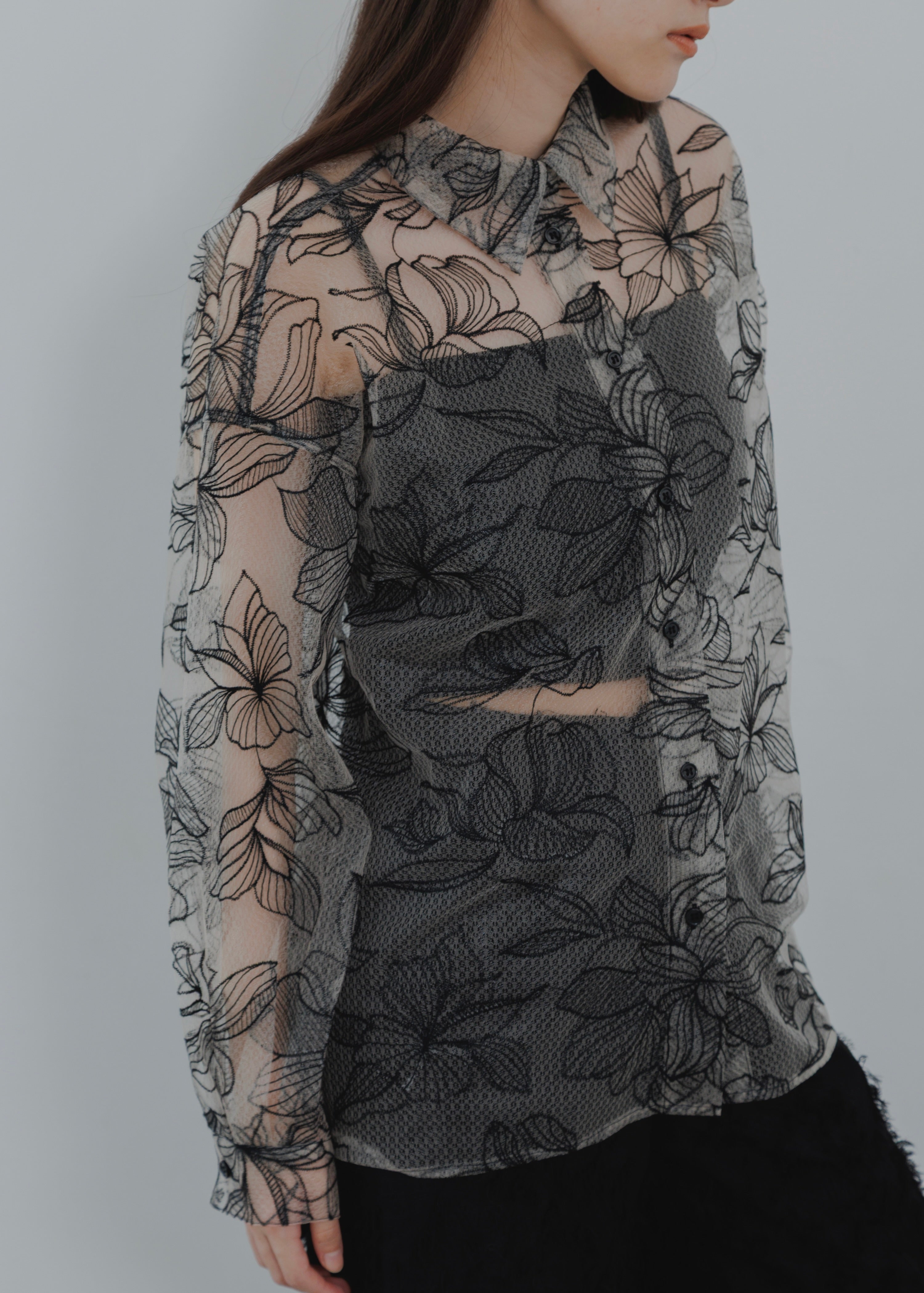 FLOWER TULLE SHIRT