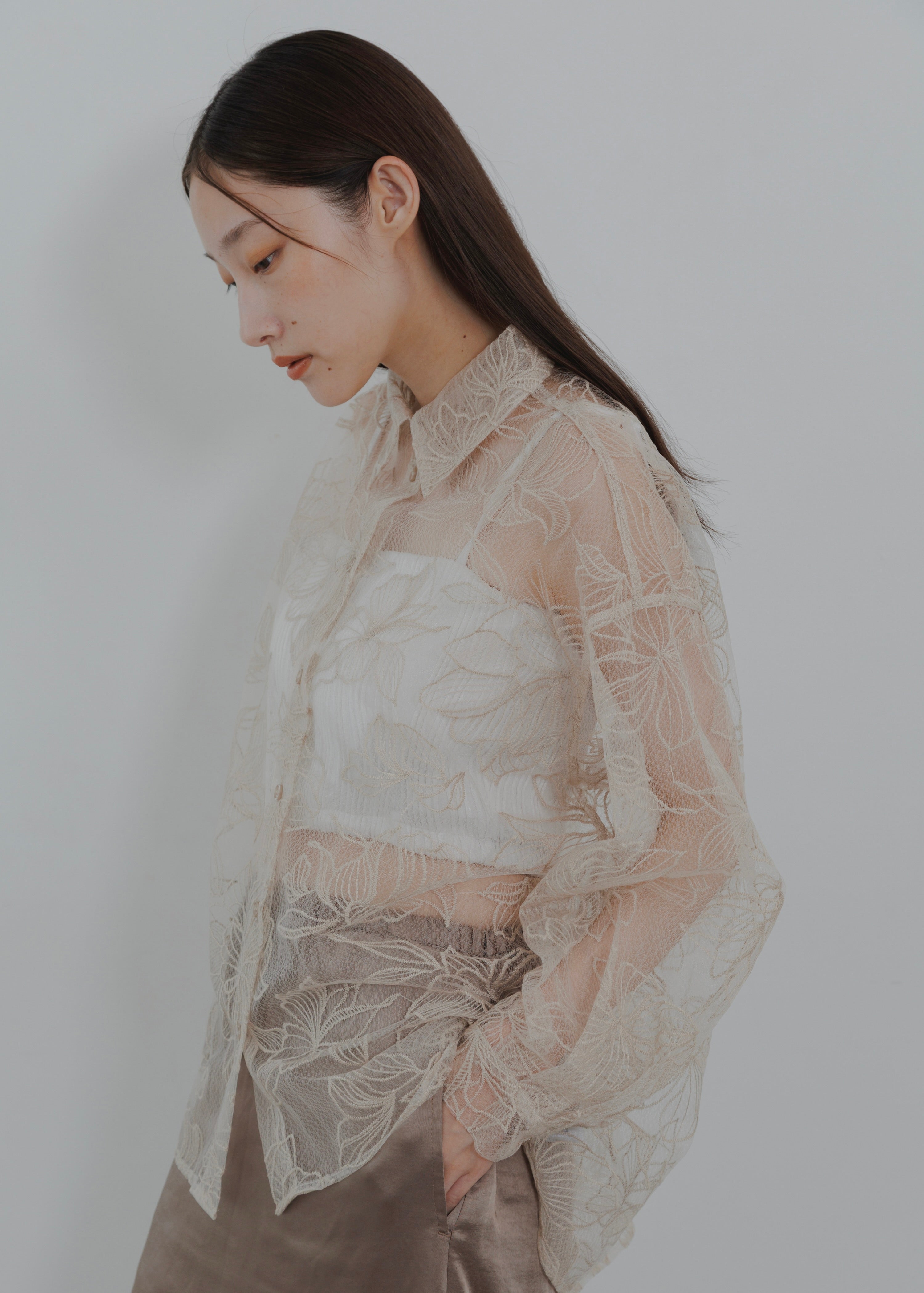 FLOWER TULLE SHIRT