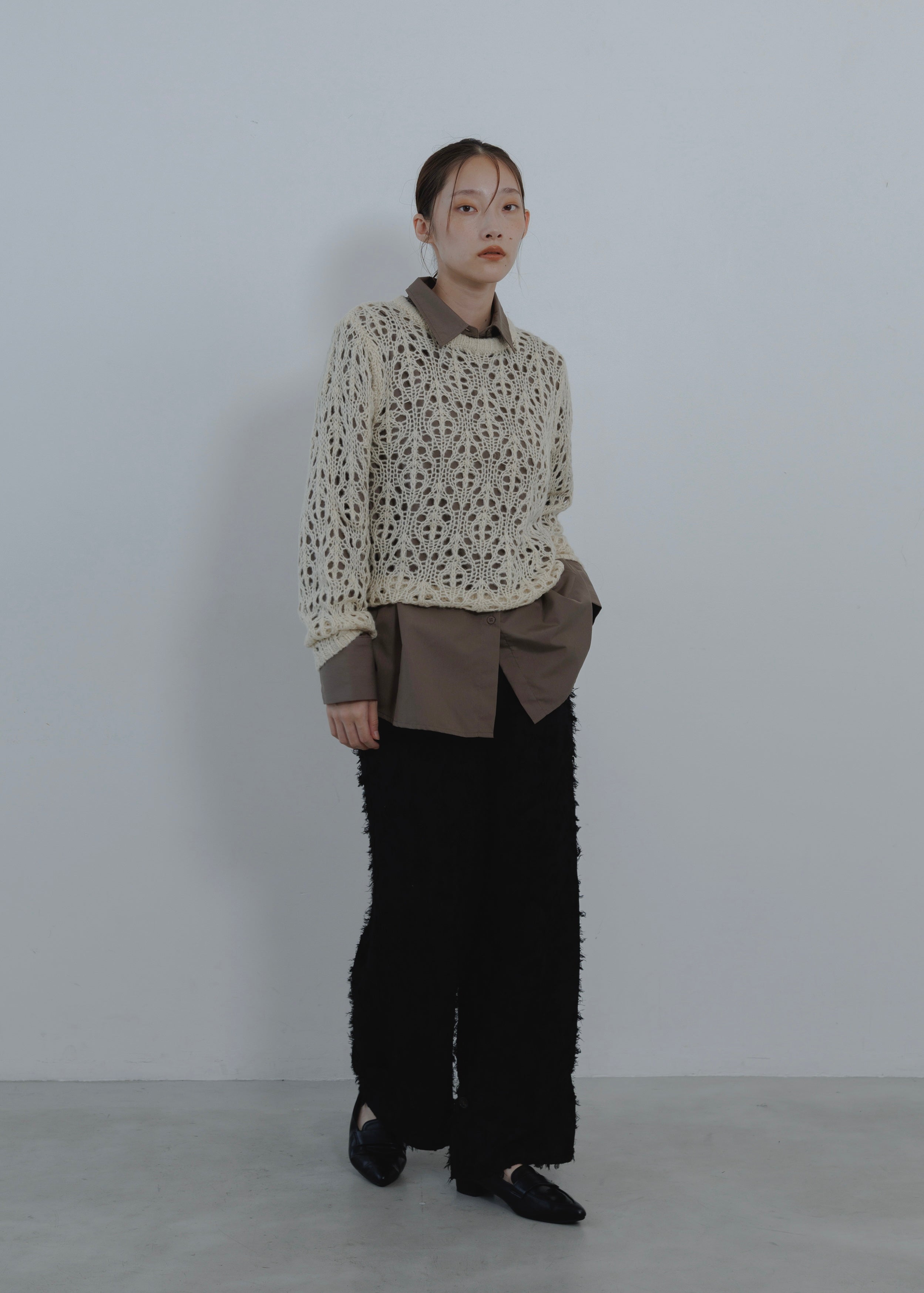 OPENWORK MOHAIR KNIT PULLOVER