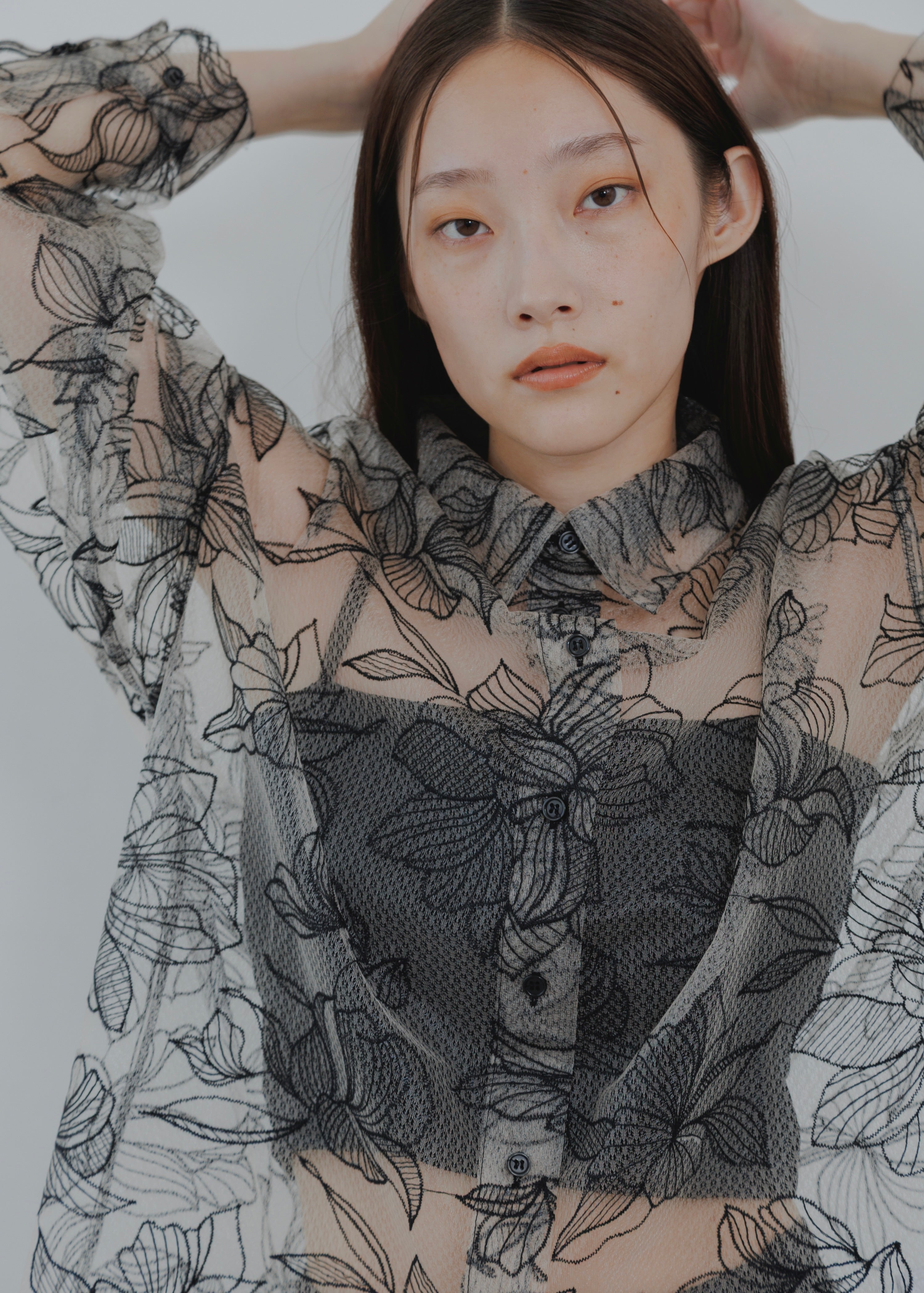 FLOWER TULLE SHIRT