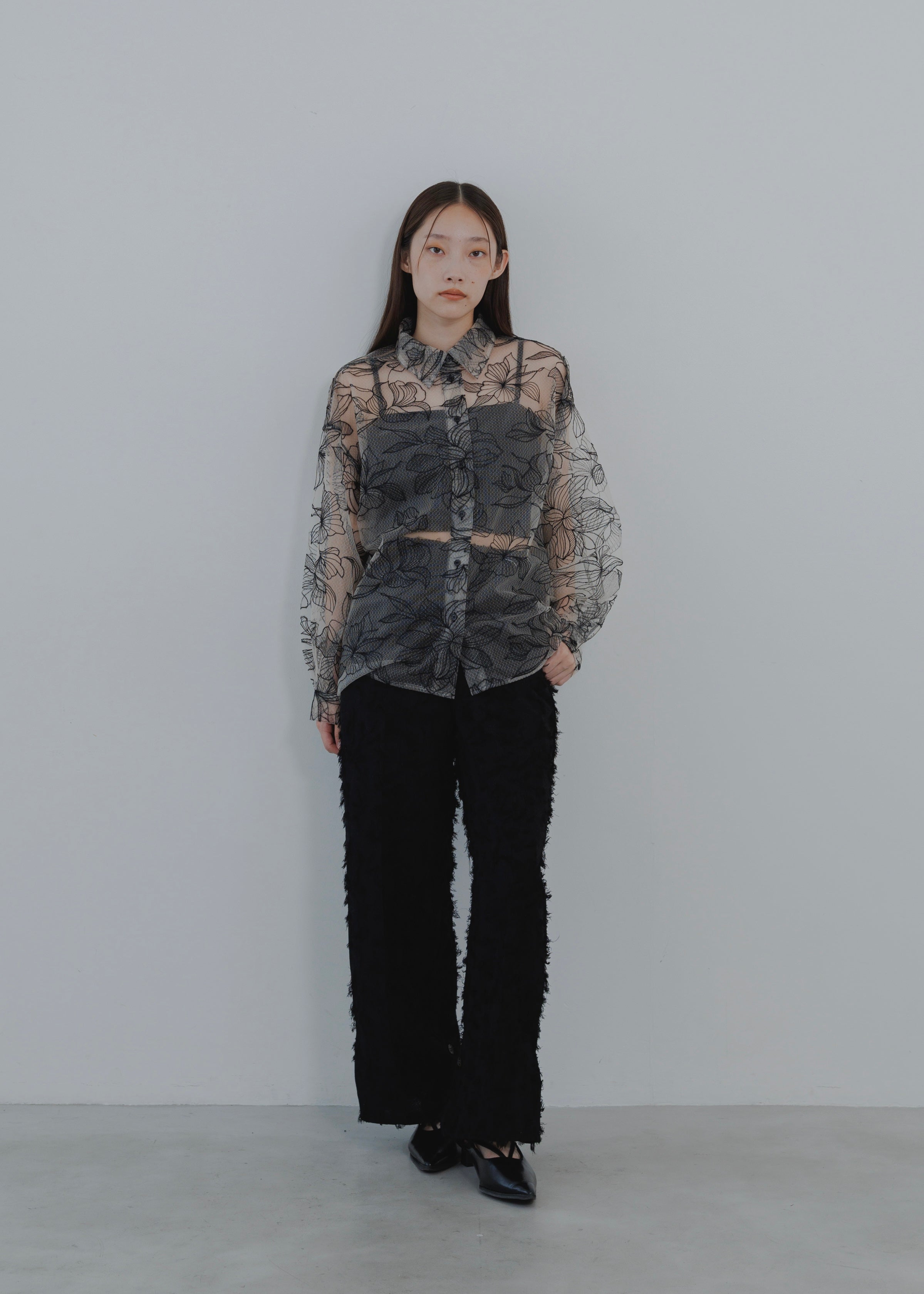 FLOWER TULLE SHIRT