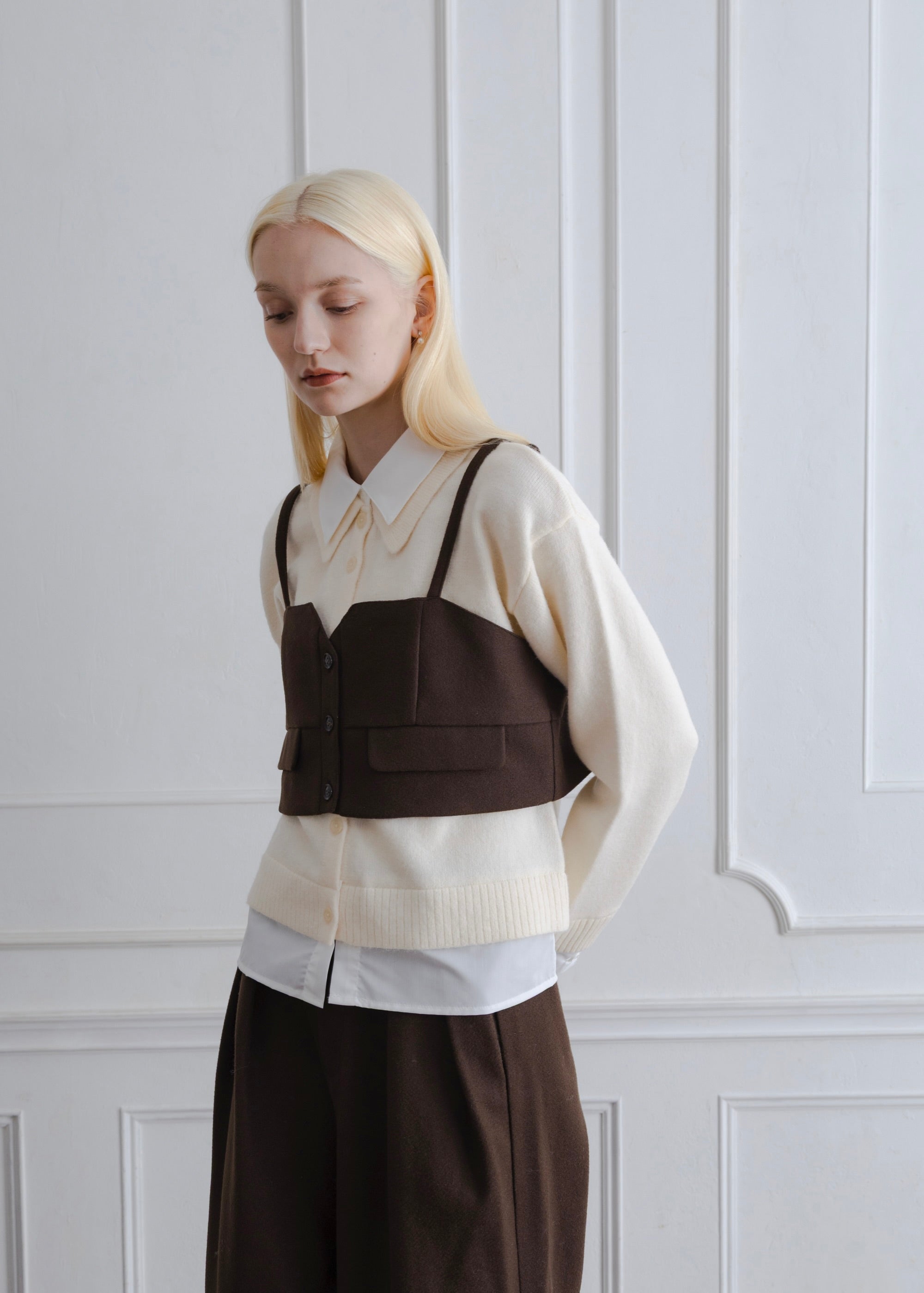FAUX WOOL BUSTIER