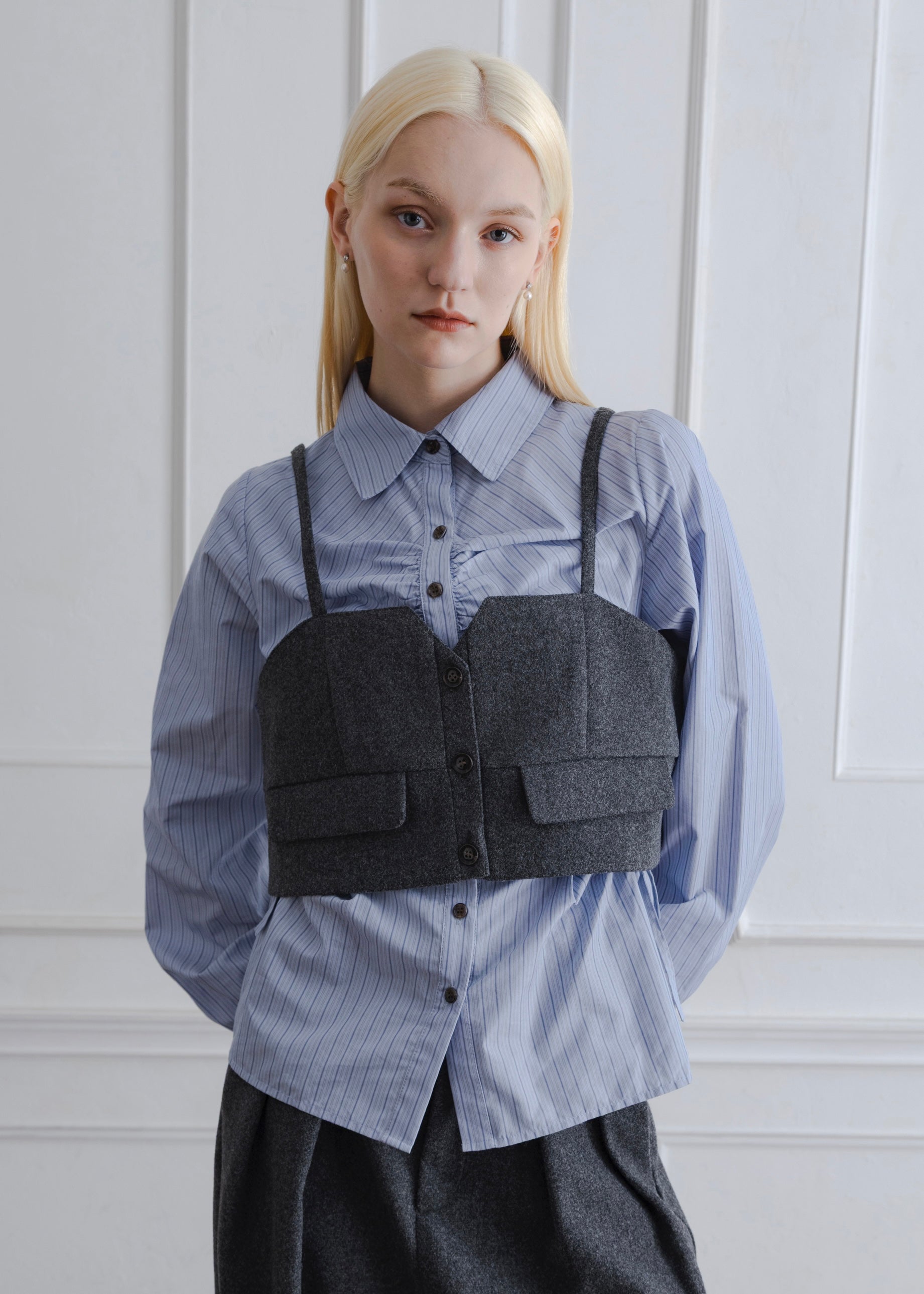 FAUX WOOL BUSTIER
