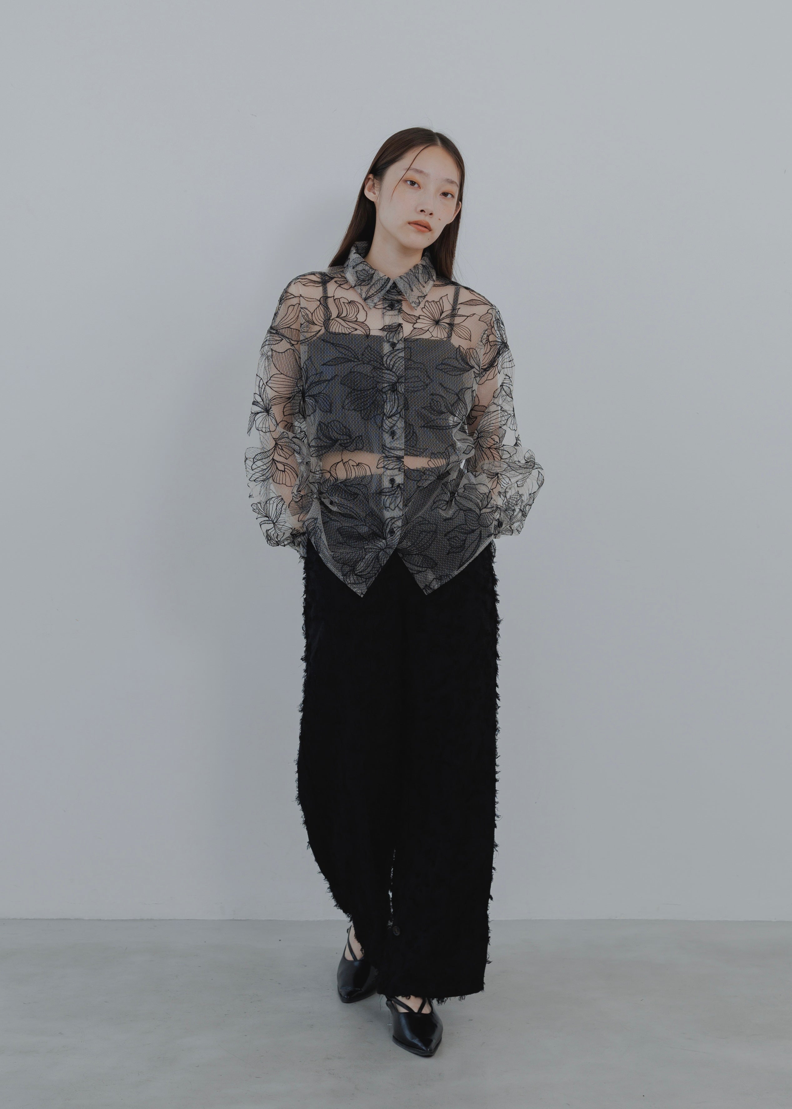 FLOWER TULLE SHIRT