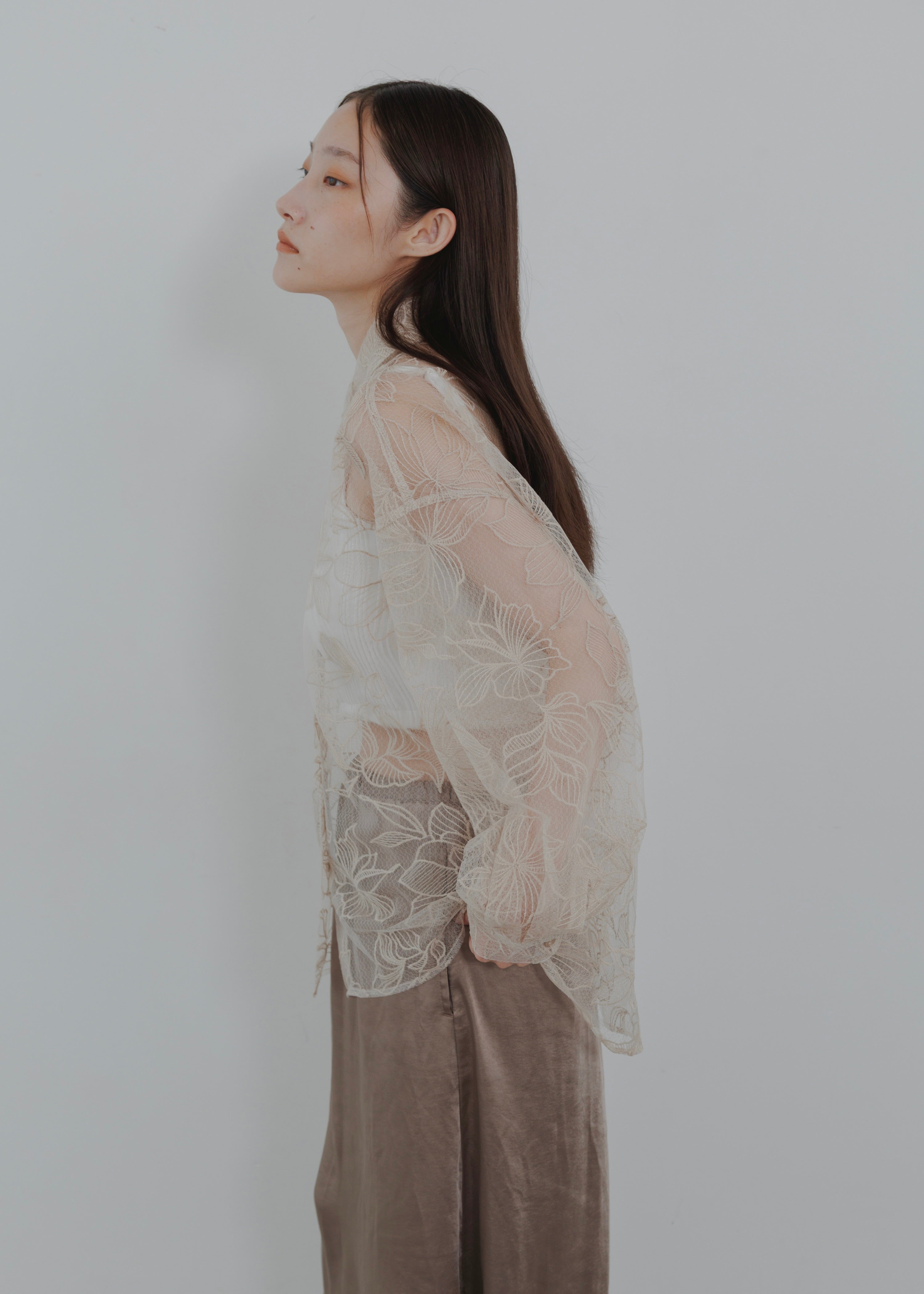 FLOWER TULLE SHIRT