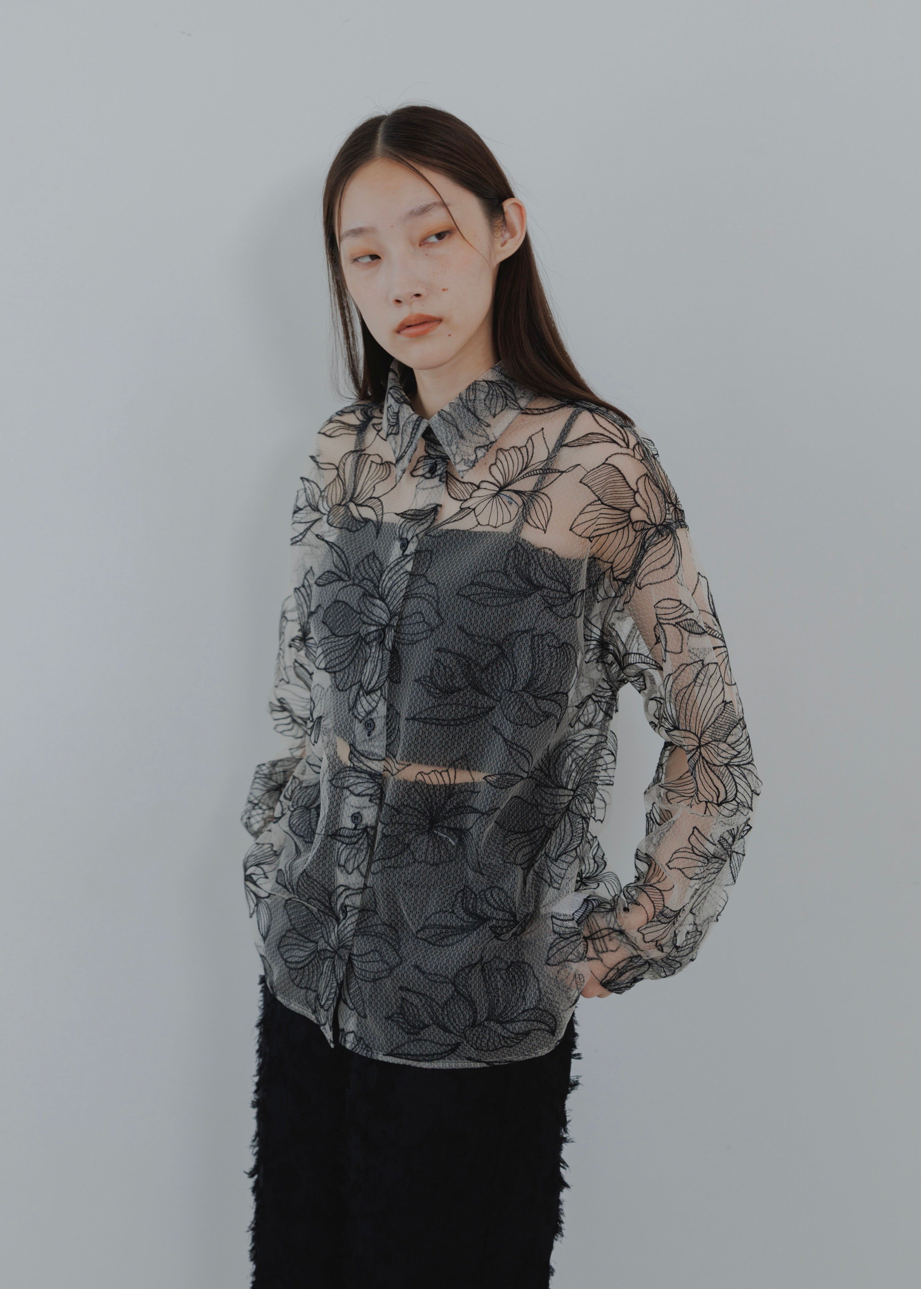 FLOWER TULLE SHIRT