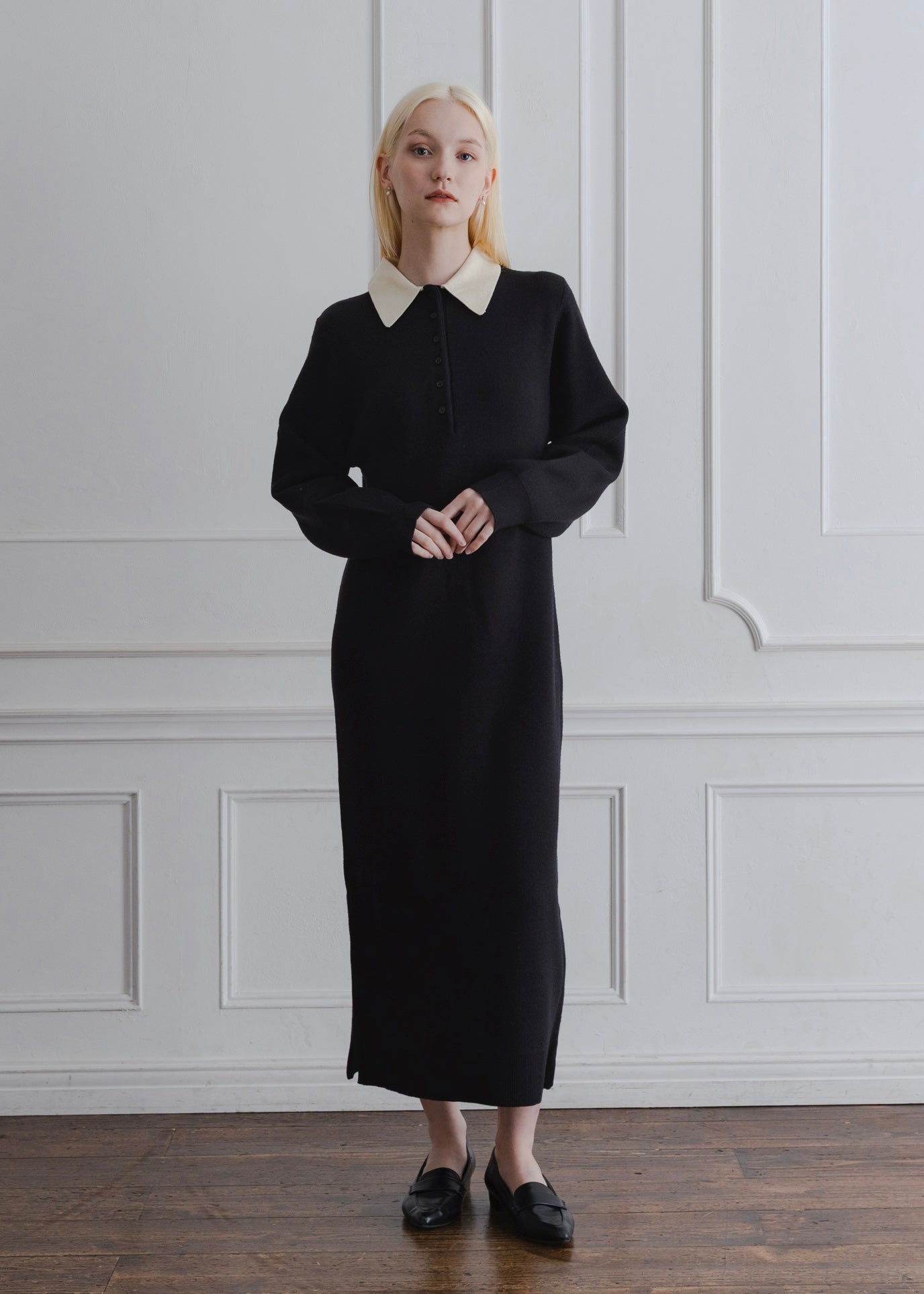 BICOLOR POLO KNIT DRESS
