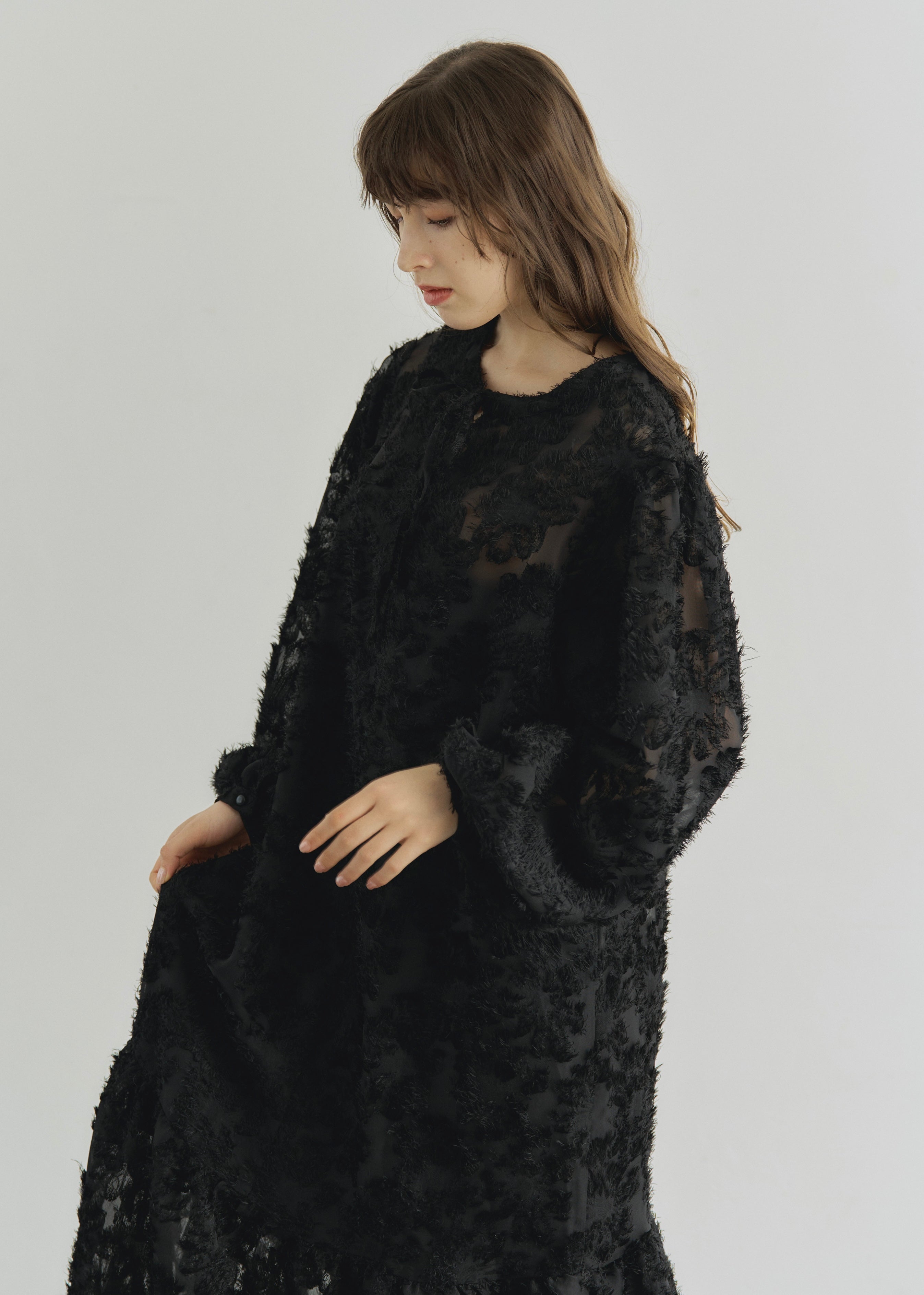 2WAY SHEER JACQUARD DRESS