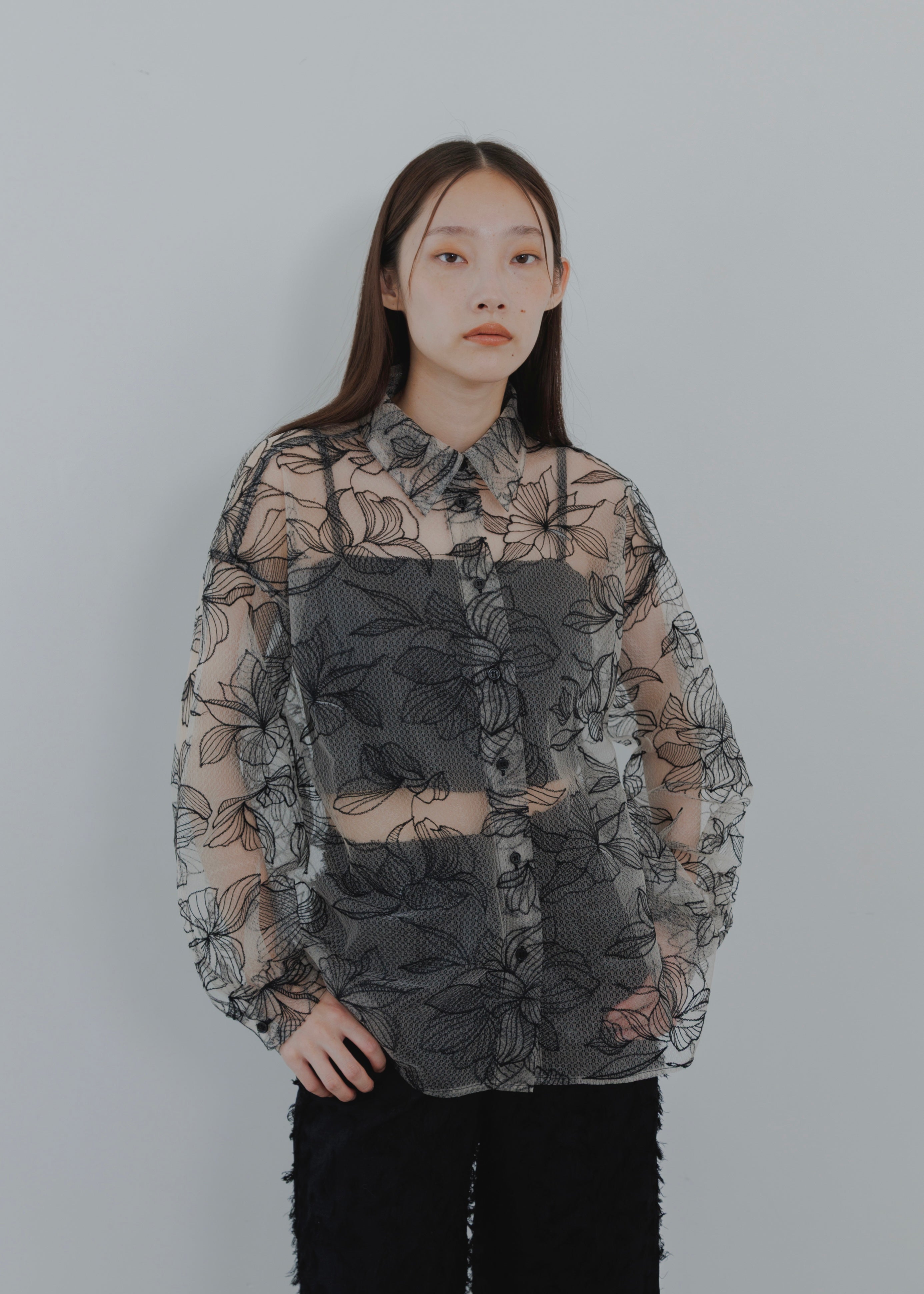 FLOWER TULLE SHIRT