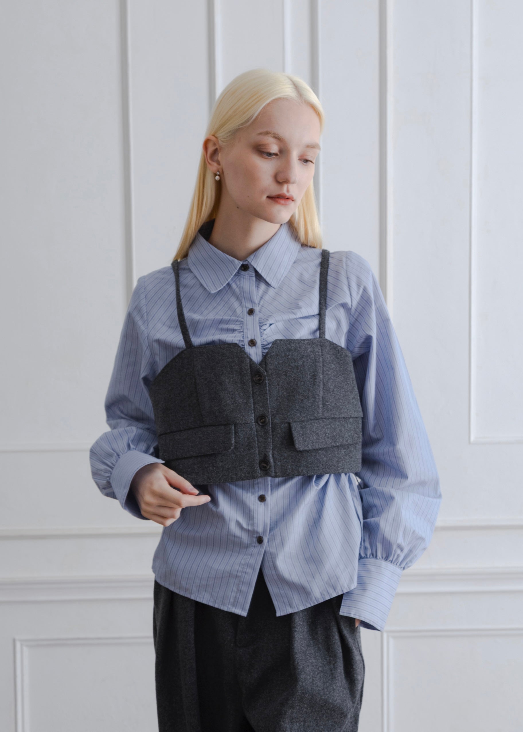 FAUX WOOL BUSTIER