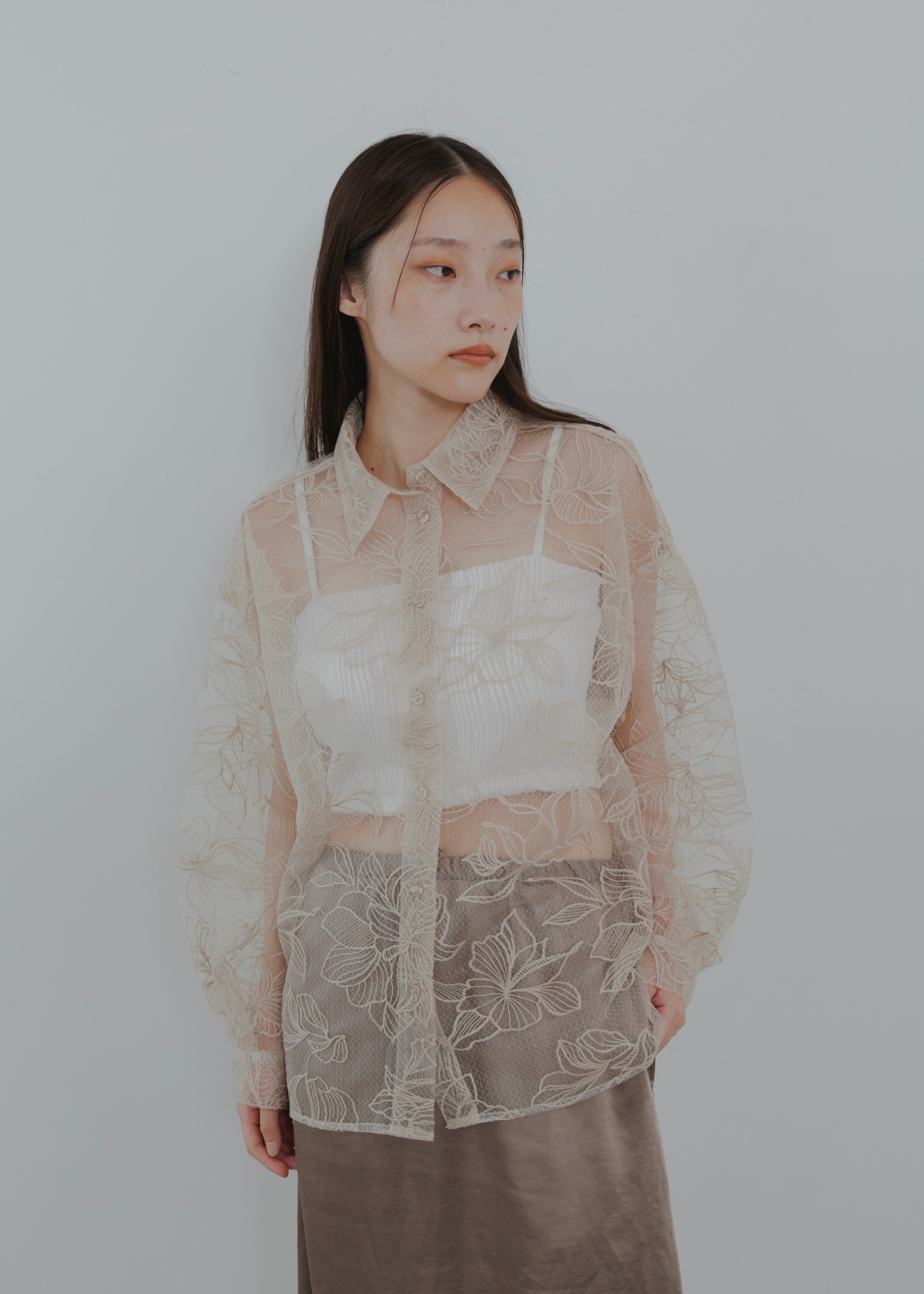 FLOWER TULLE SHIRT