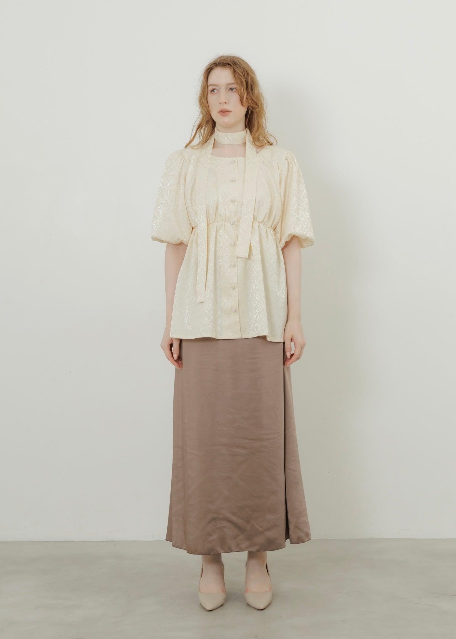 yourmle ユアムル　JACQUARD PEPLUM BLOUSE JACQUARD PEPLUM BLOUSE