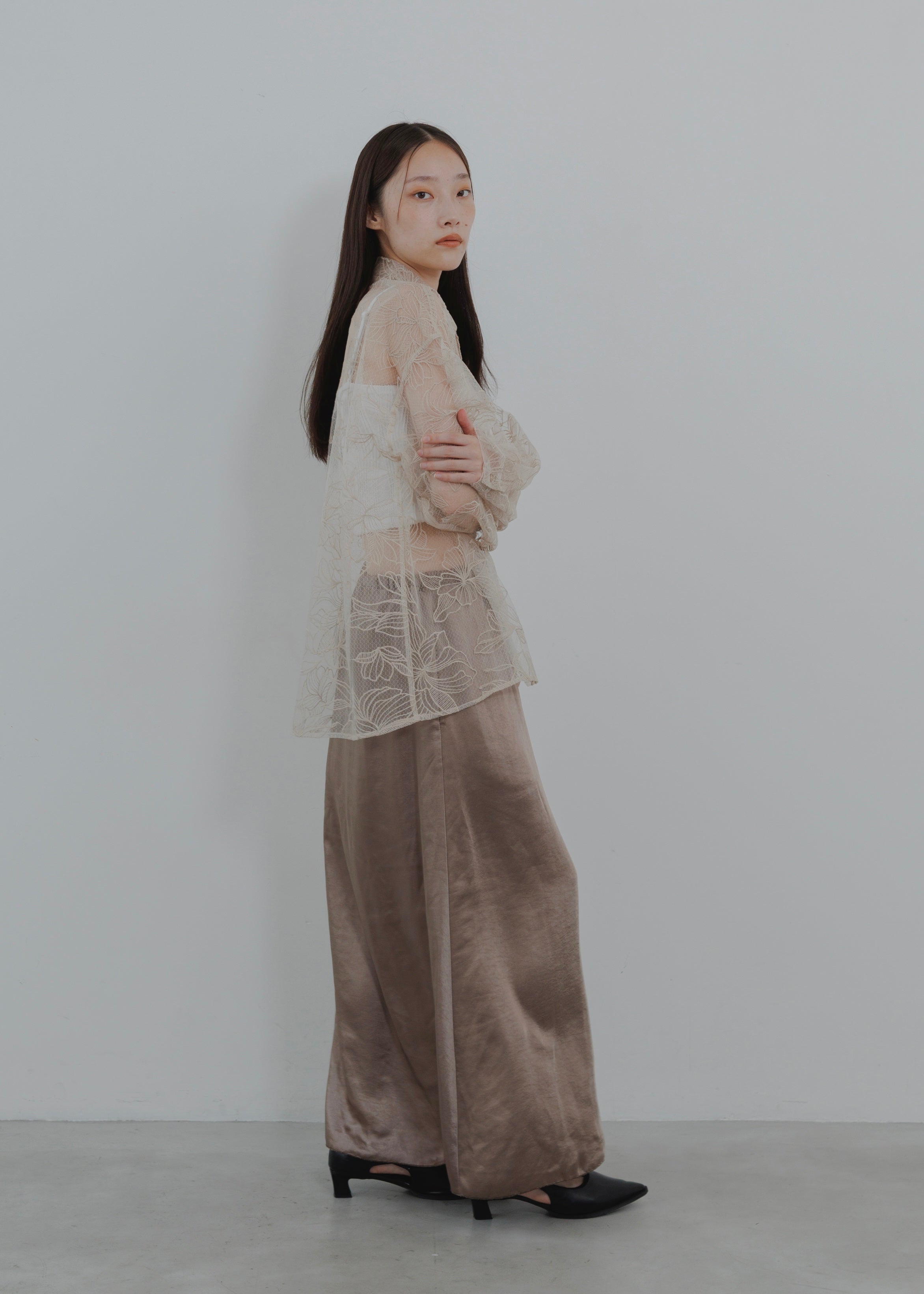 FLOWER TULLE SHIRT
