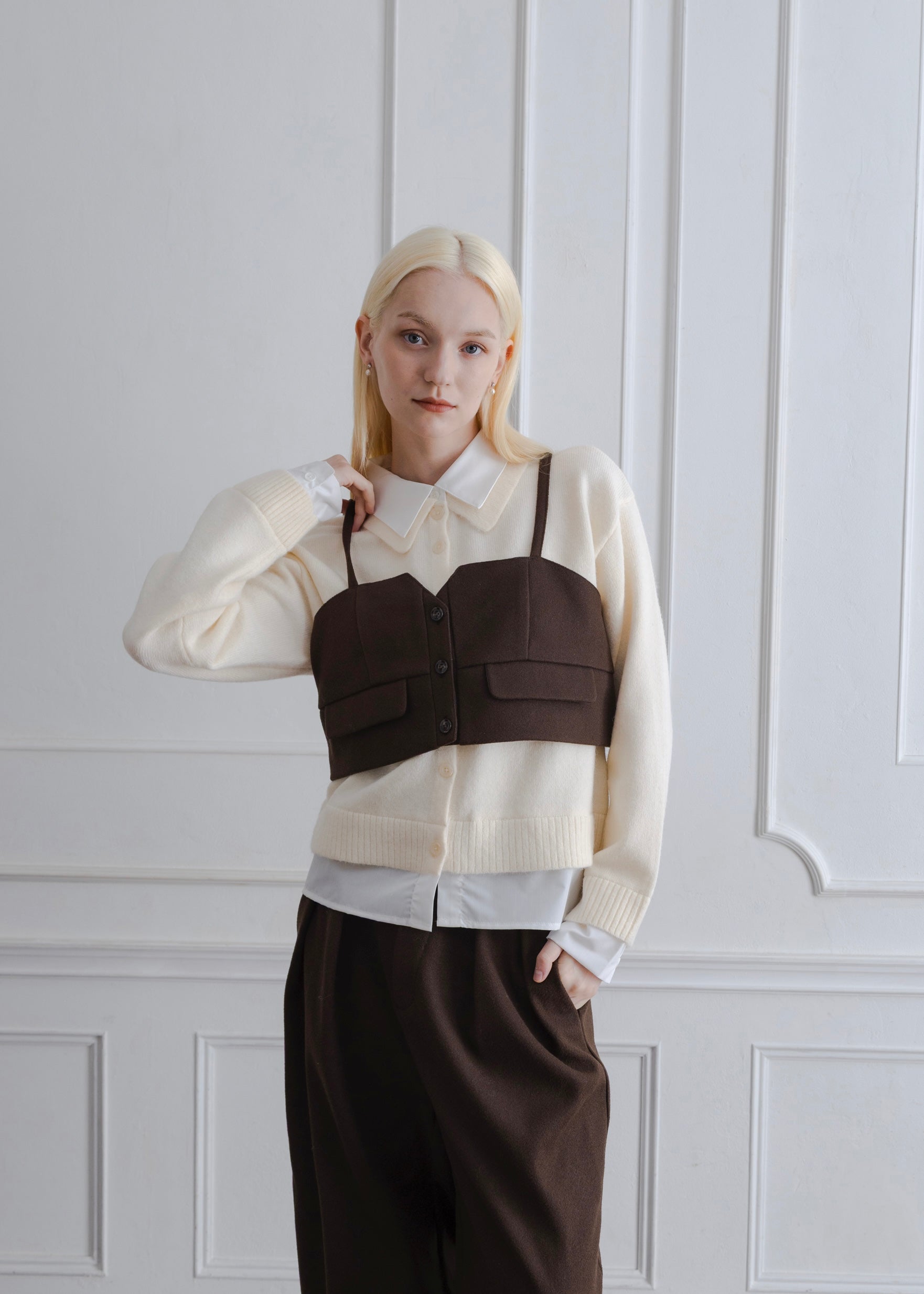 FAUX WOOL BUSTIER