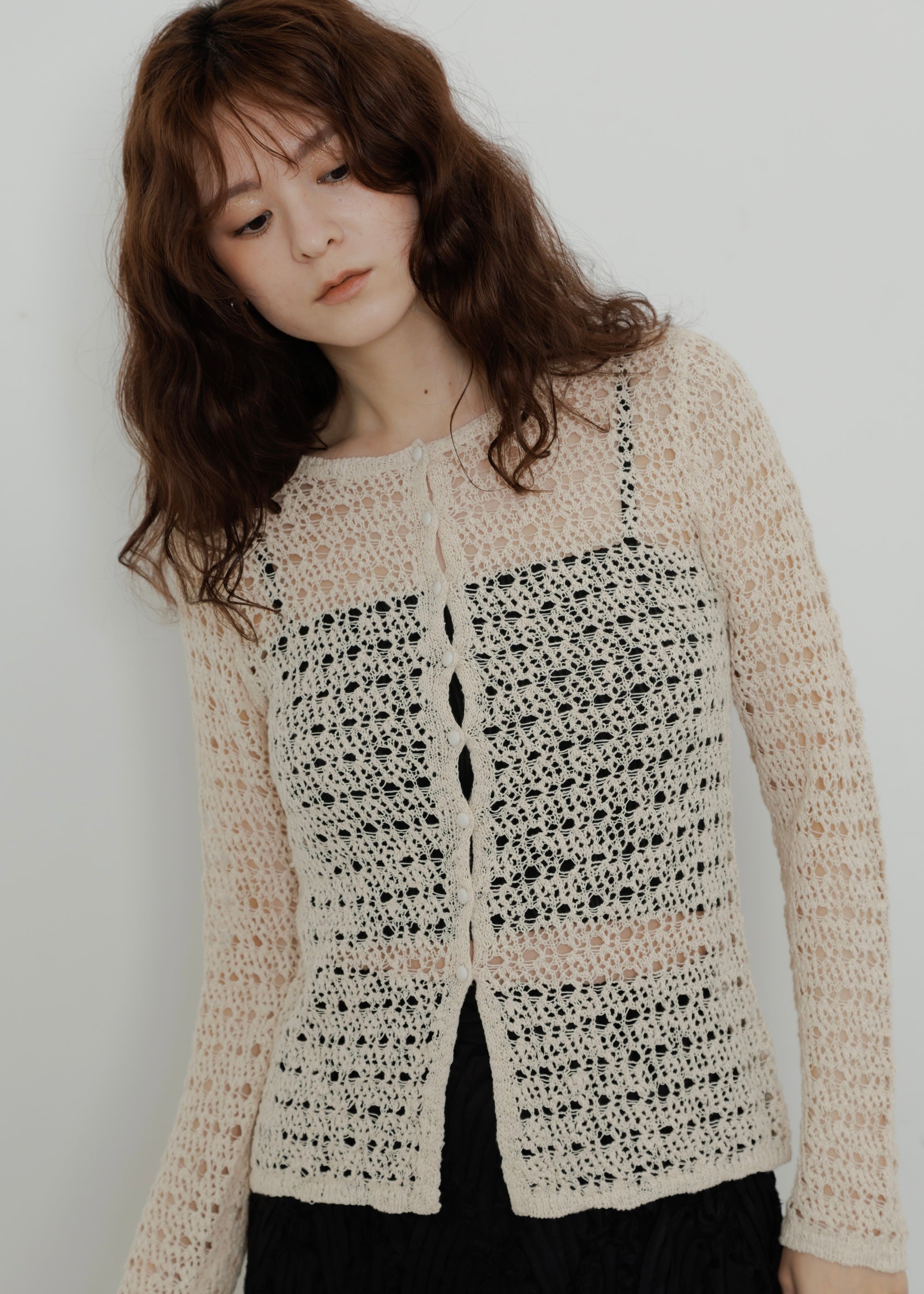 double mesh Cardigan pois beige 新品未使用 在庫調整/即納再販 double mesh Cardigan【beige】 | pois