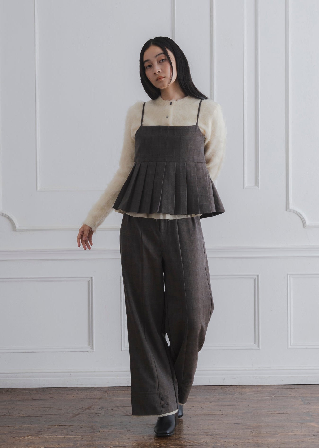 CHECK PLEATS CAMISOLE