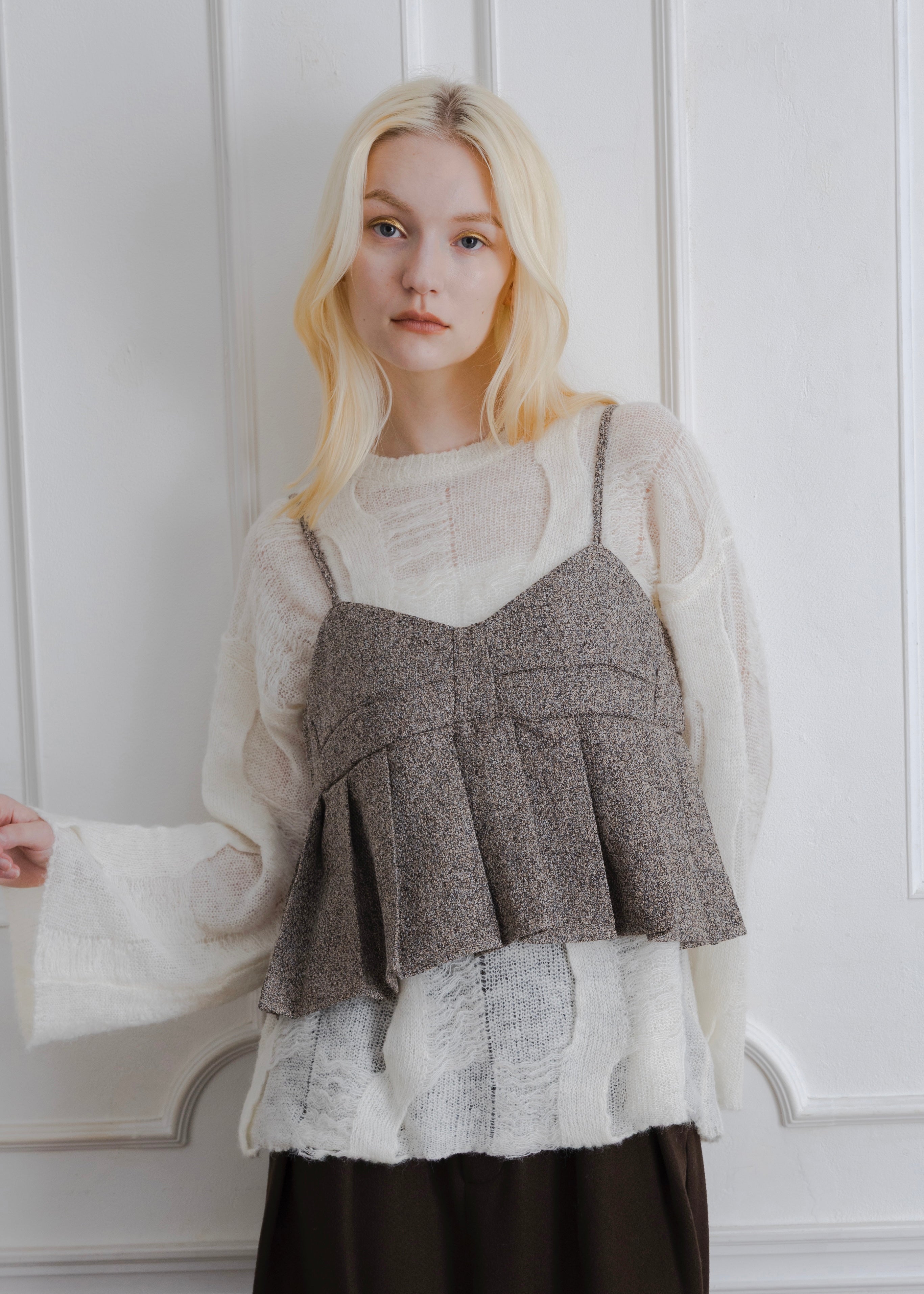 TWEED PLEATS CAMISOLE