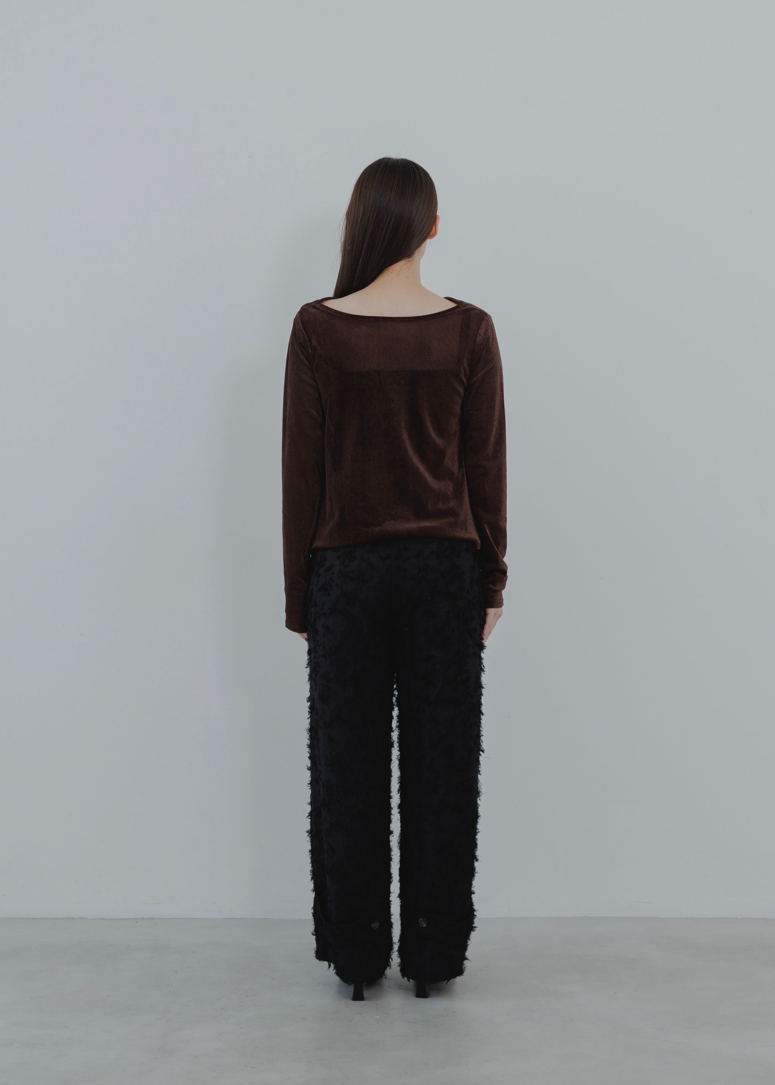 SHEER VELOUR DRAPE PULLOVER