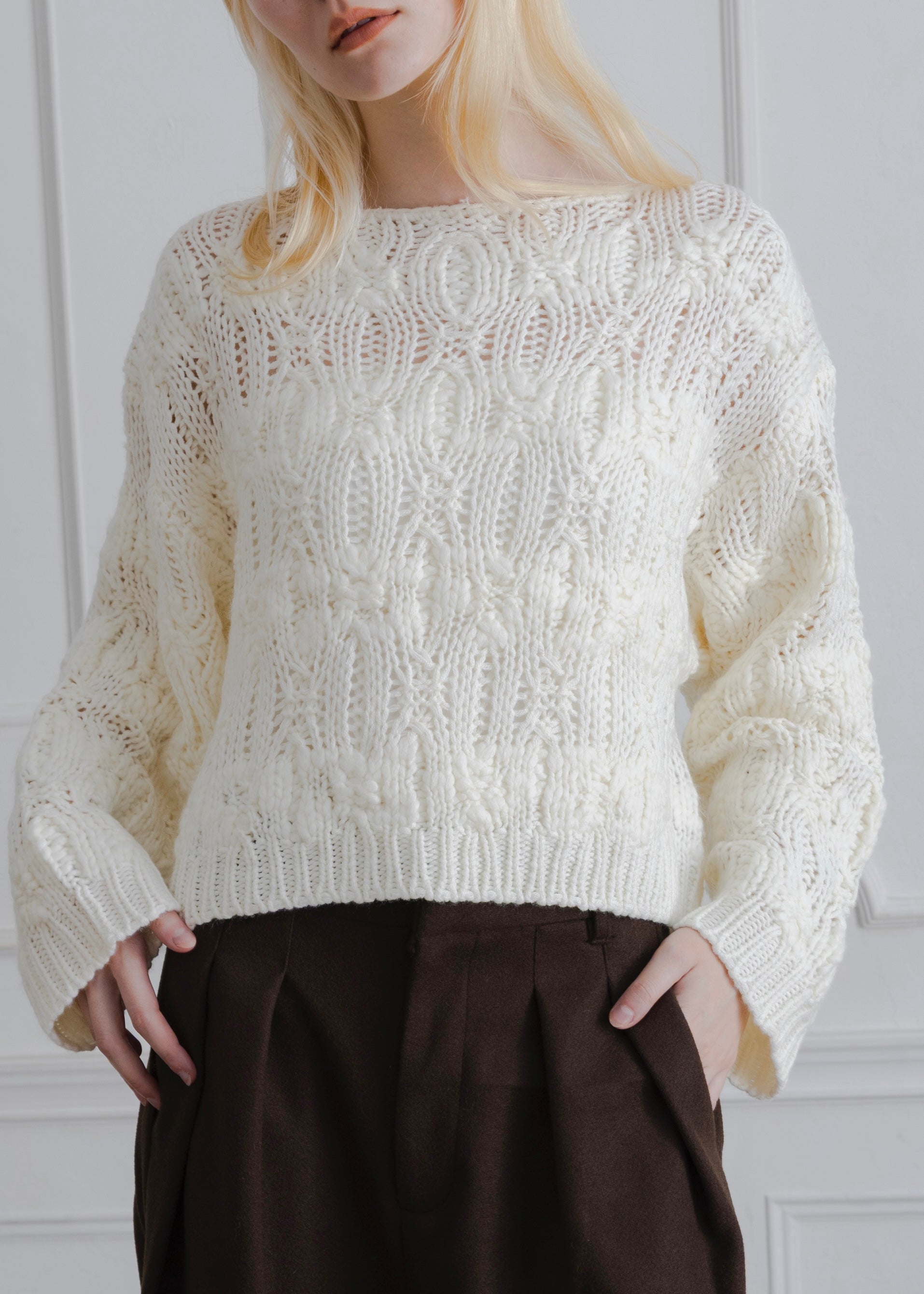 CROPPED KNIT PULLOVER