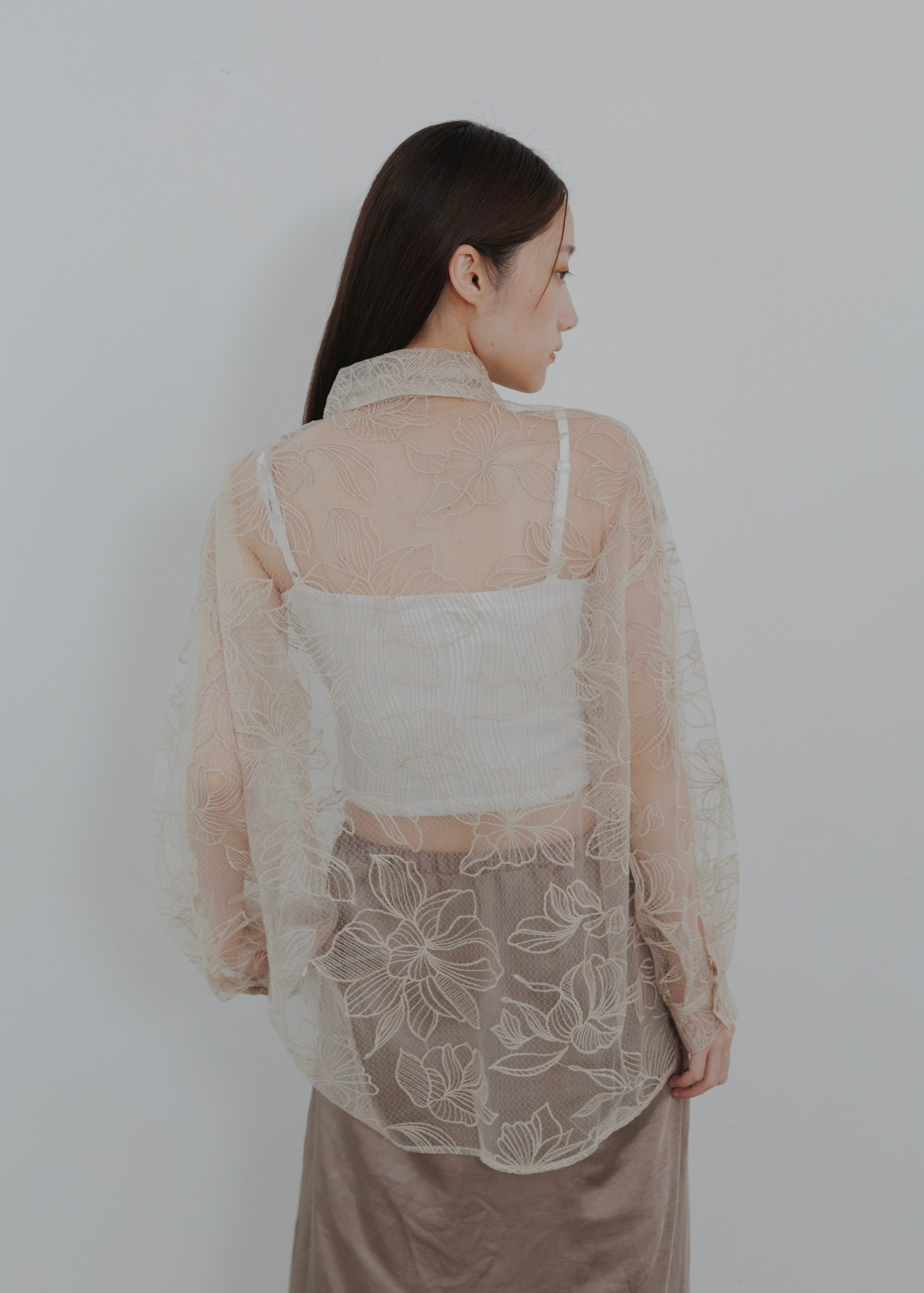 FLOWER TULLE SHIRT