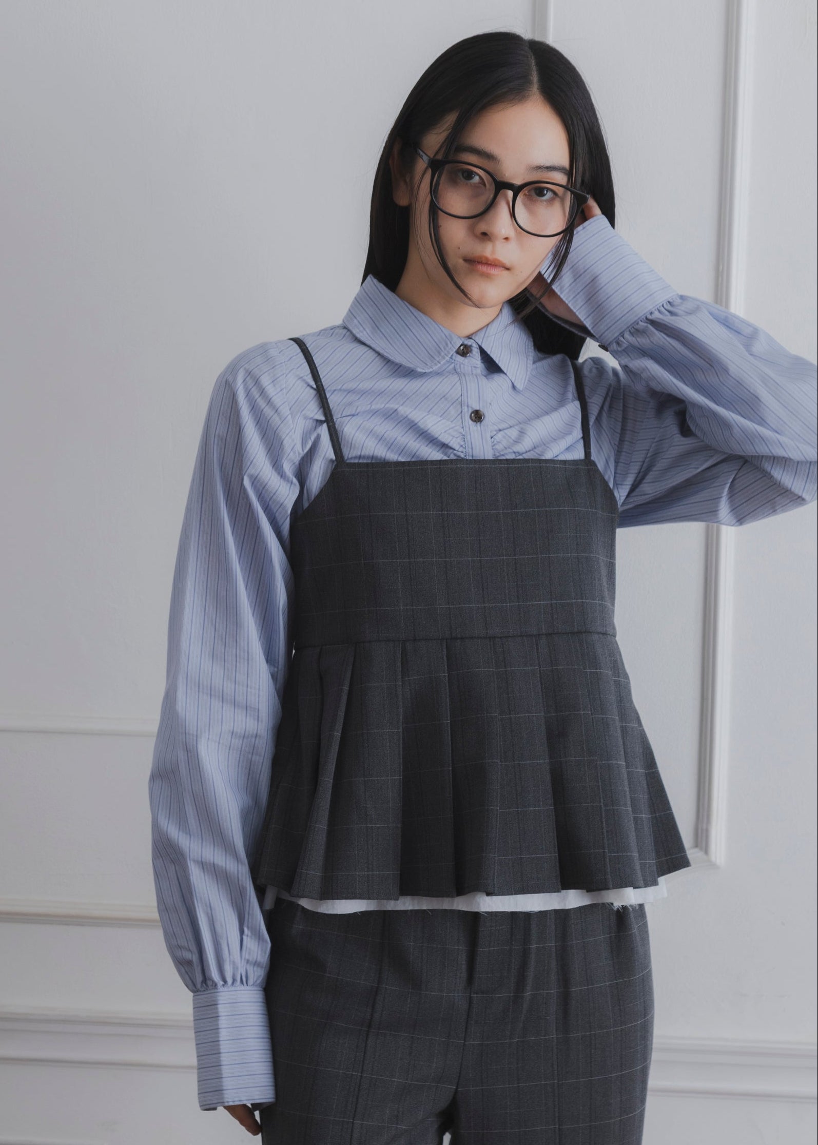 CHECK PLEATS CAMISOLE