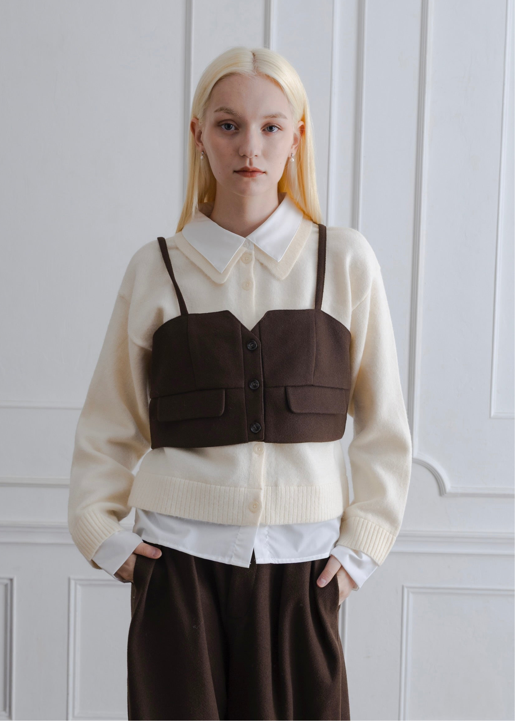 FAUX WOOL BUSTIER