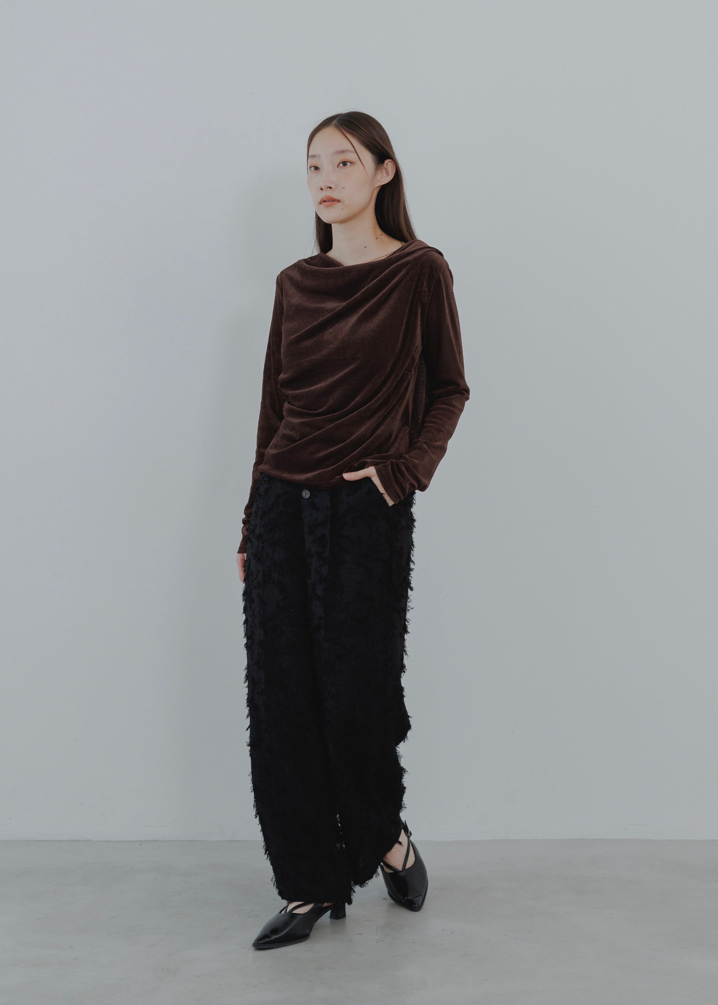 SHEER VELOUR DRAPE PULLOVER