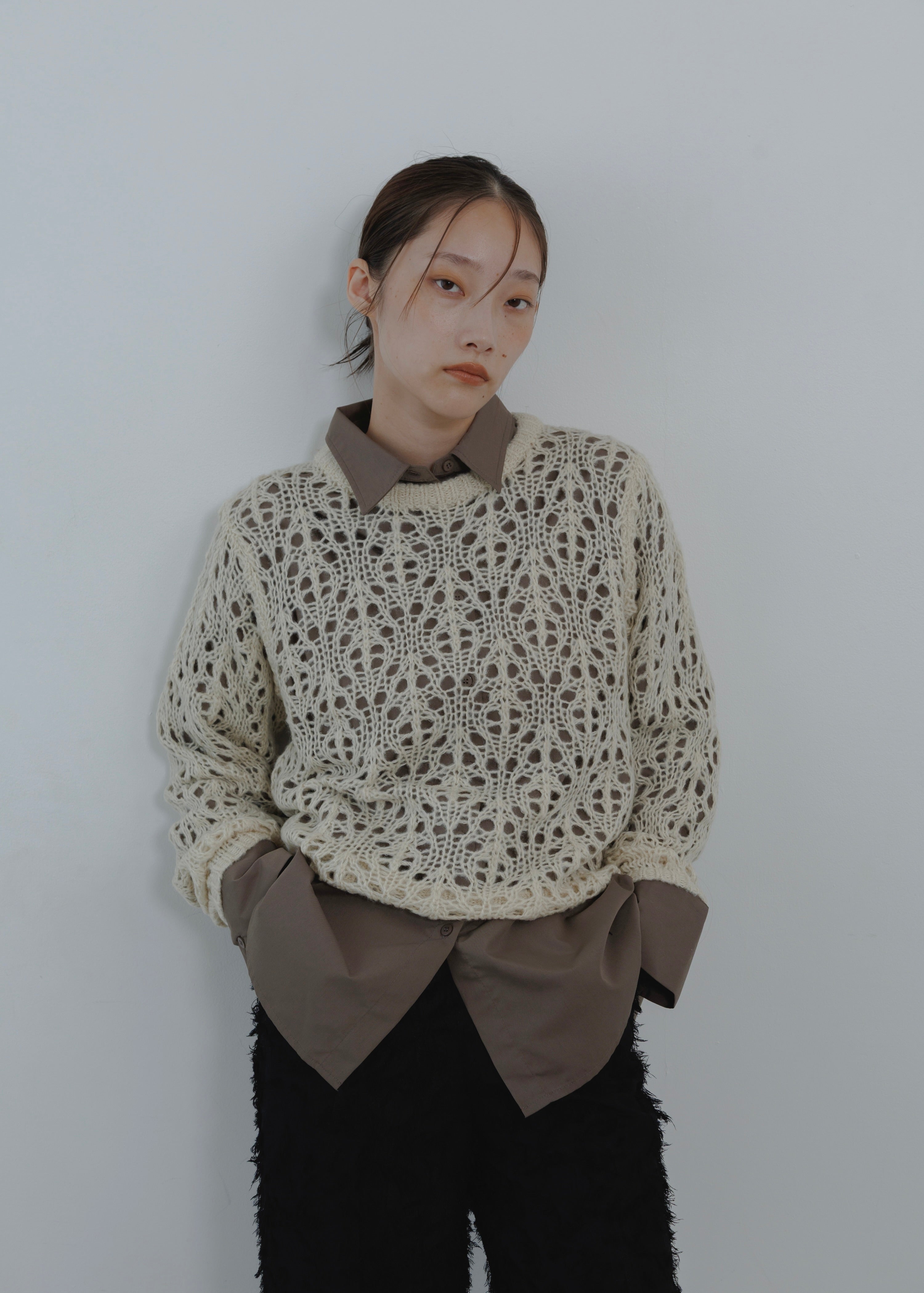 OPENWORK MOHAIR KNIT PULLOVER