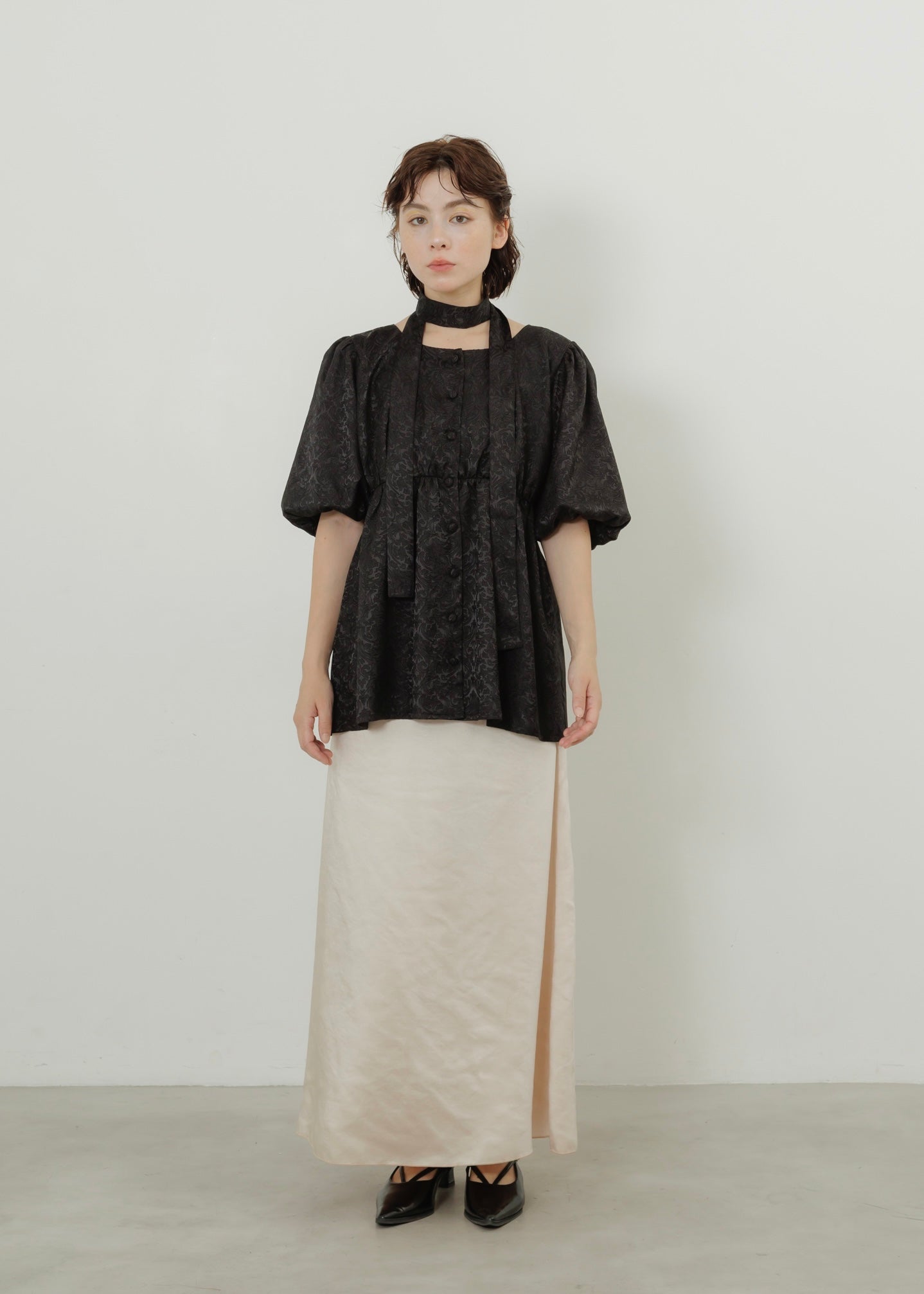 SATIN SEMI FLARE SKIRT