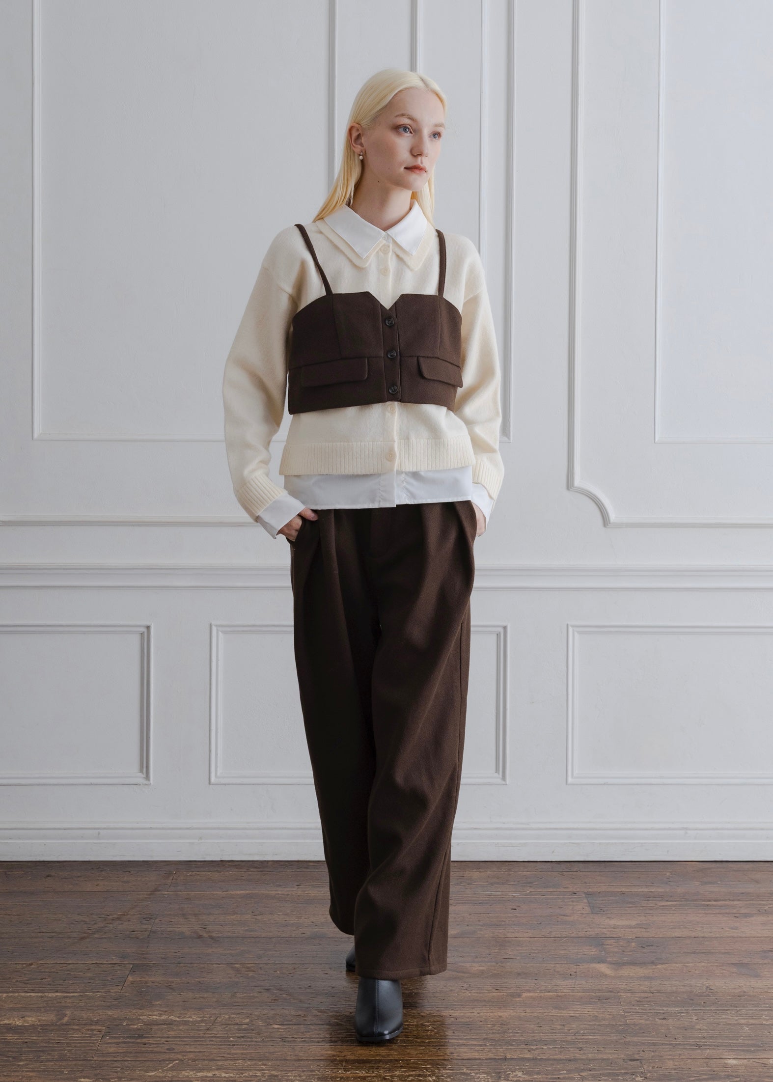 FAUX WOOL BUSTIER