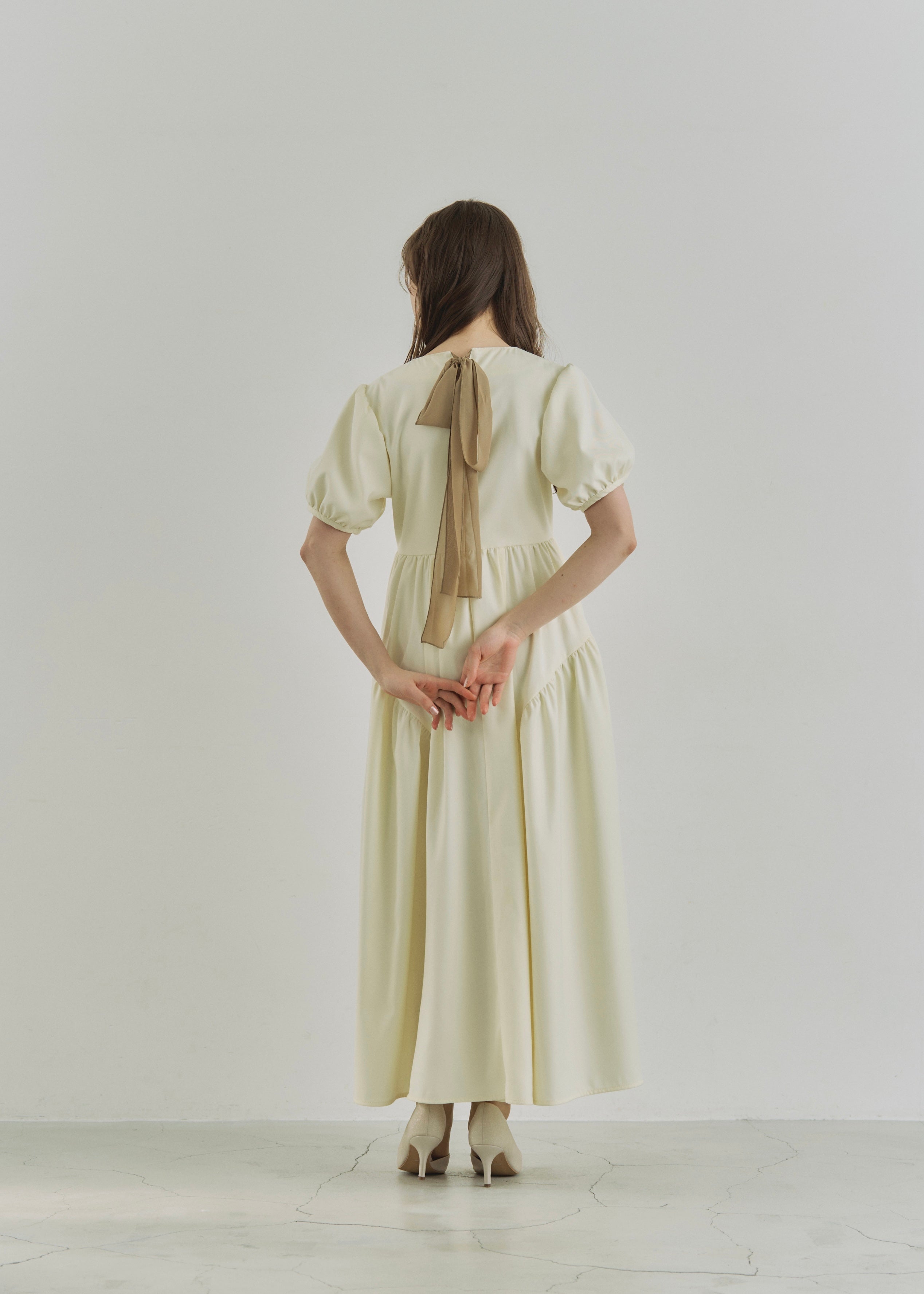 【yourmle】PUFF SLEEVE RIBBON DRESS PUFF SLEEVE RIBBON DRESS