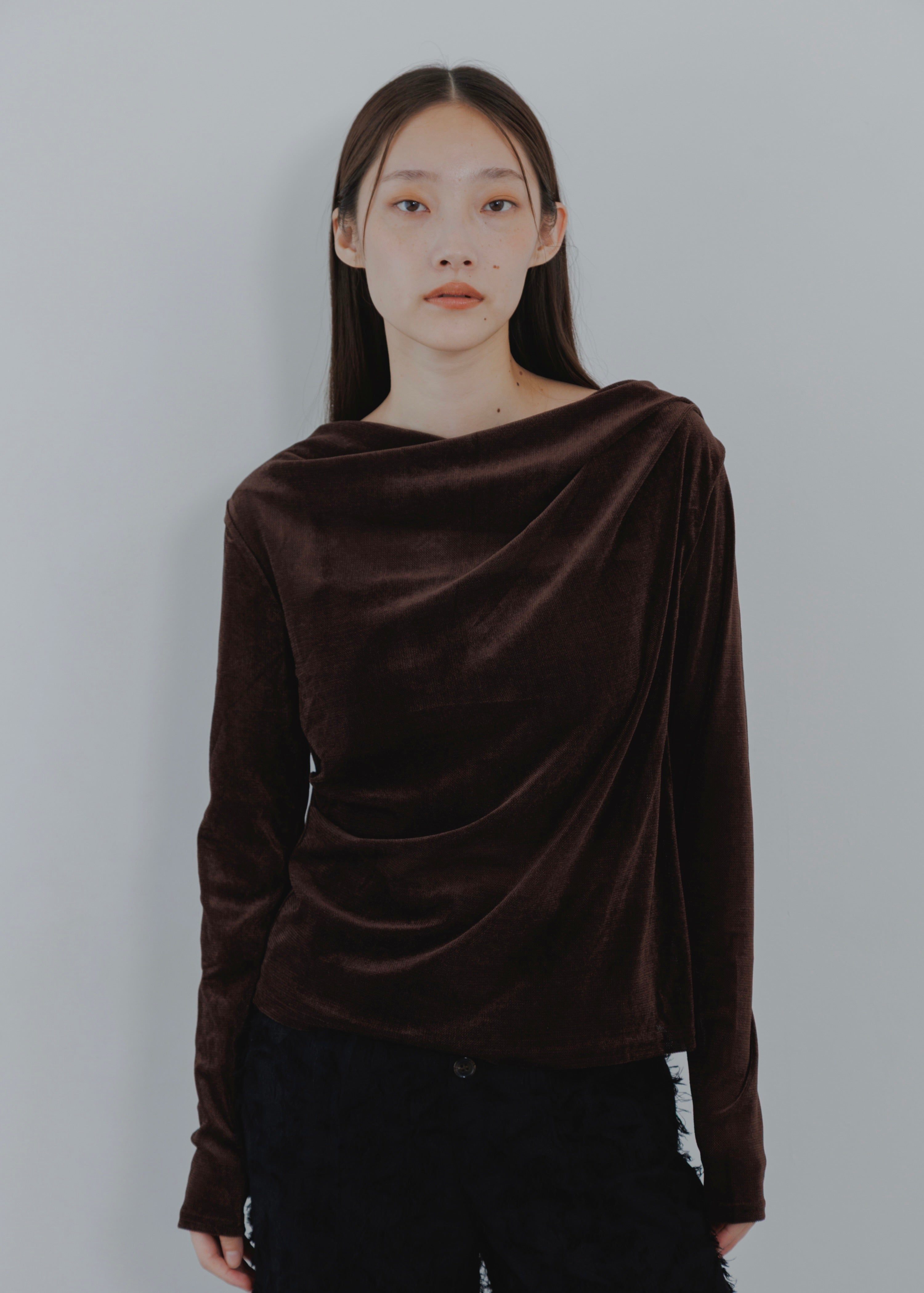 SHEER VELOUR DRAPE PULLOVER