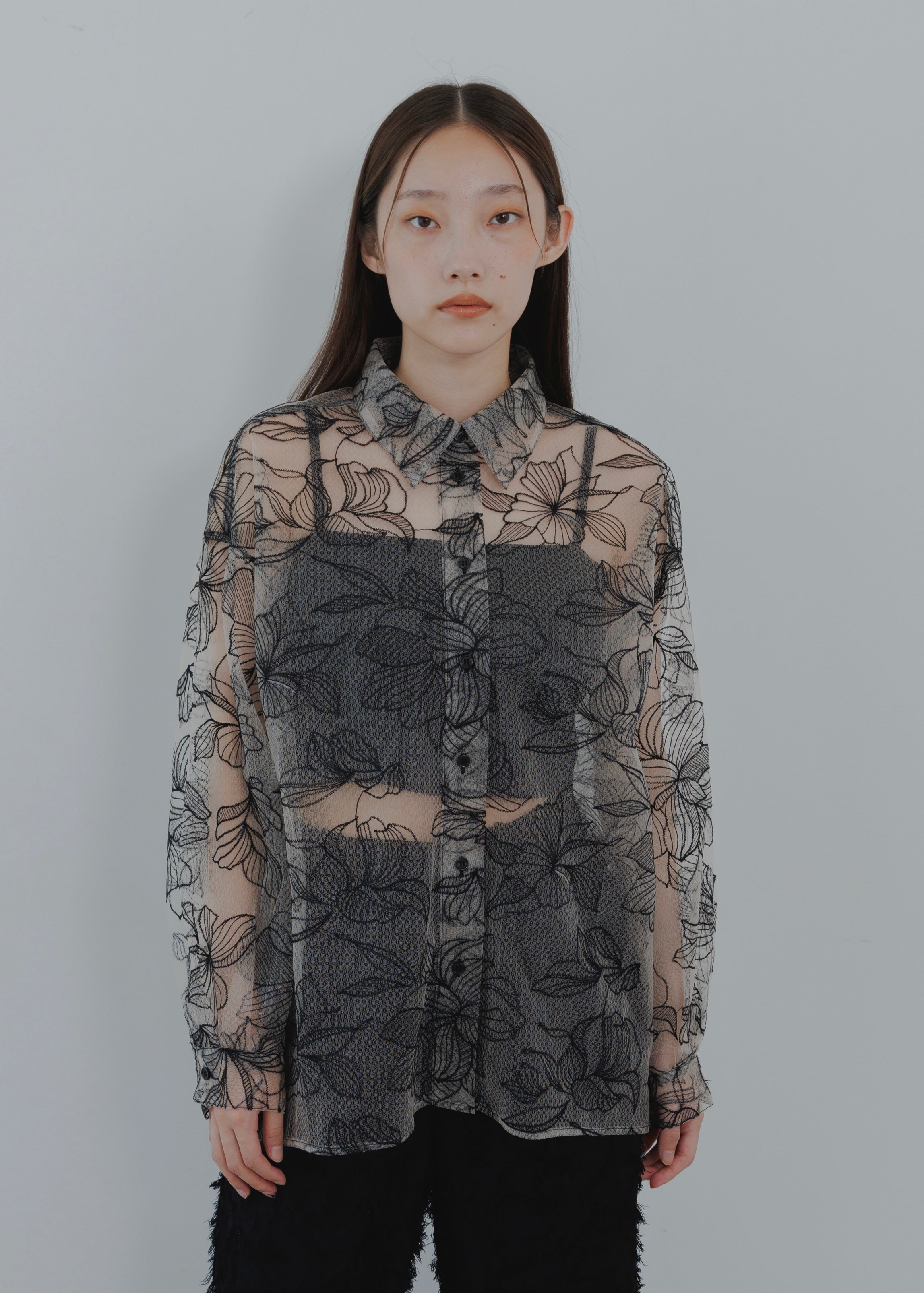 FLOWER TULLE SHIRT