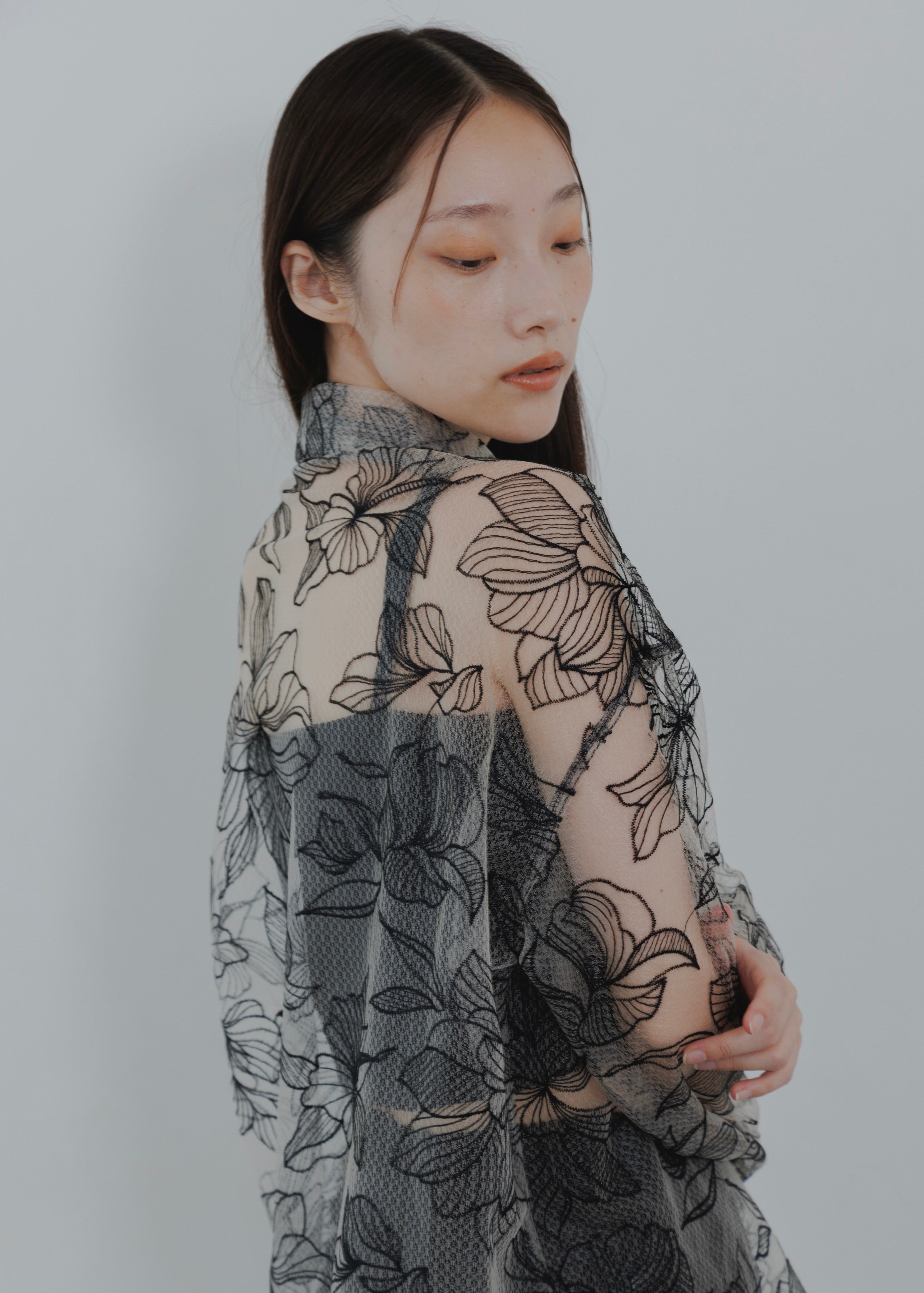 FLOWER TULLE SHIRT
